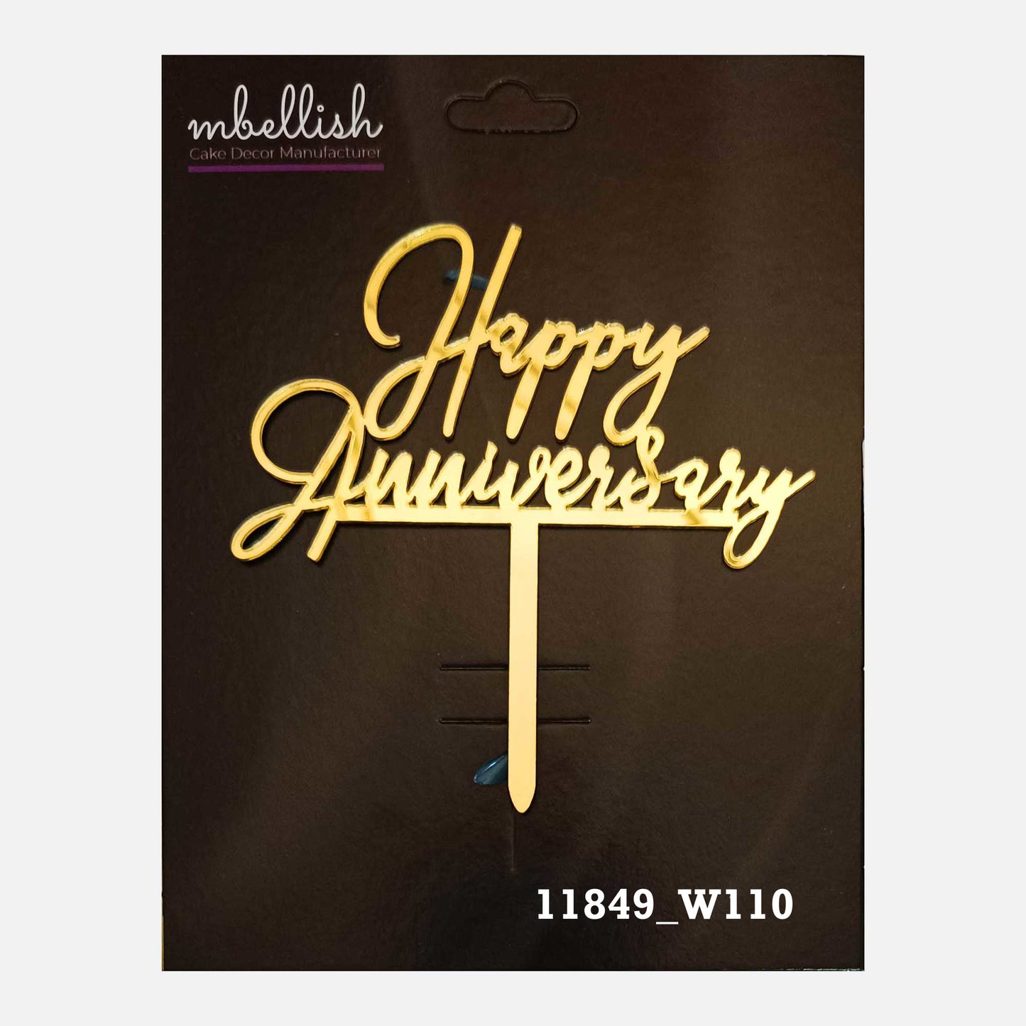 Happy Anniversary Premium Acrylic Cake Topper, Medium Size (4 inches), Pack of 1. SKU-11849