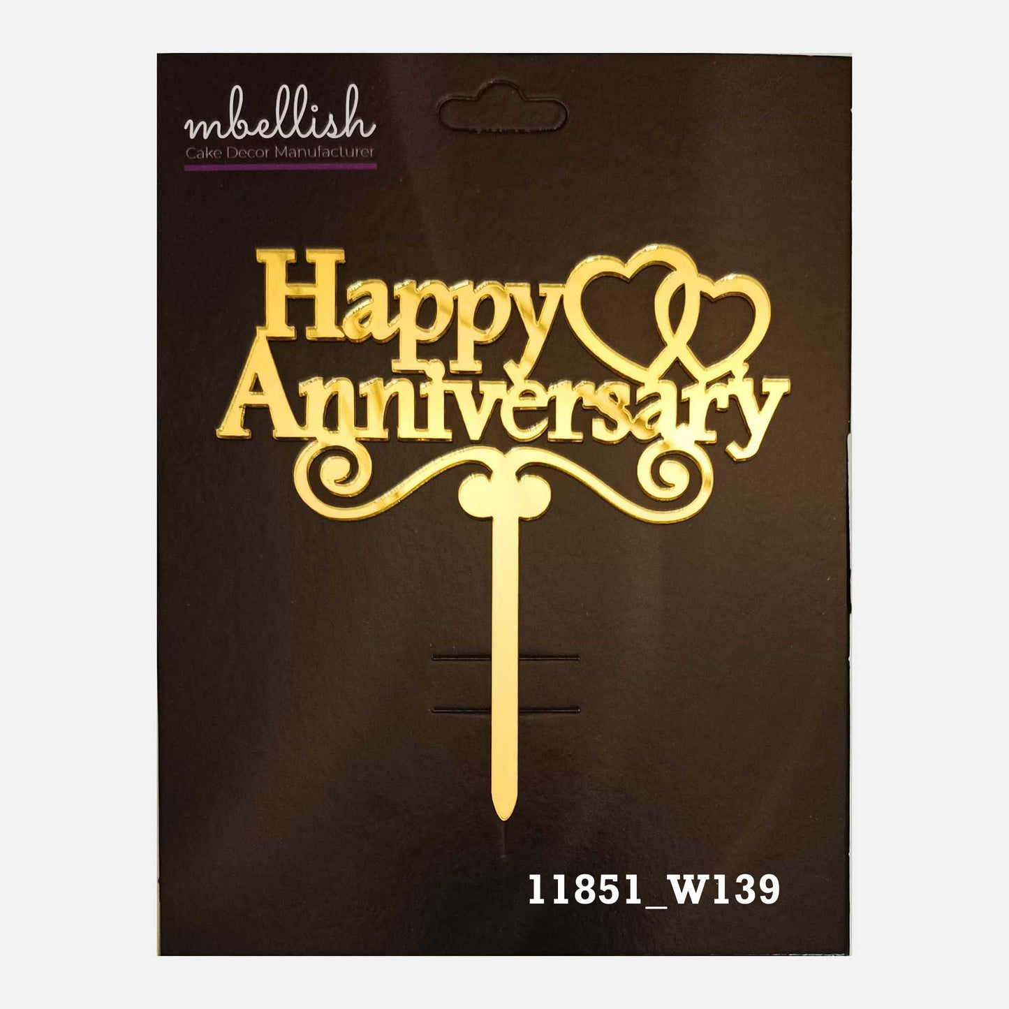 Happy Anniversary Premium Acrylic Cake Topper, Medium Size (4 inches), Pack of 1. SKU-11851