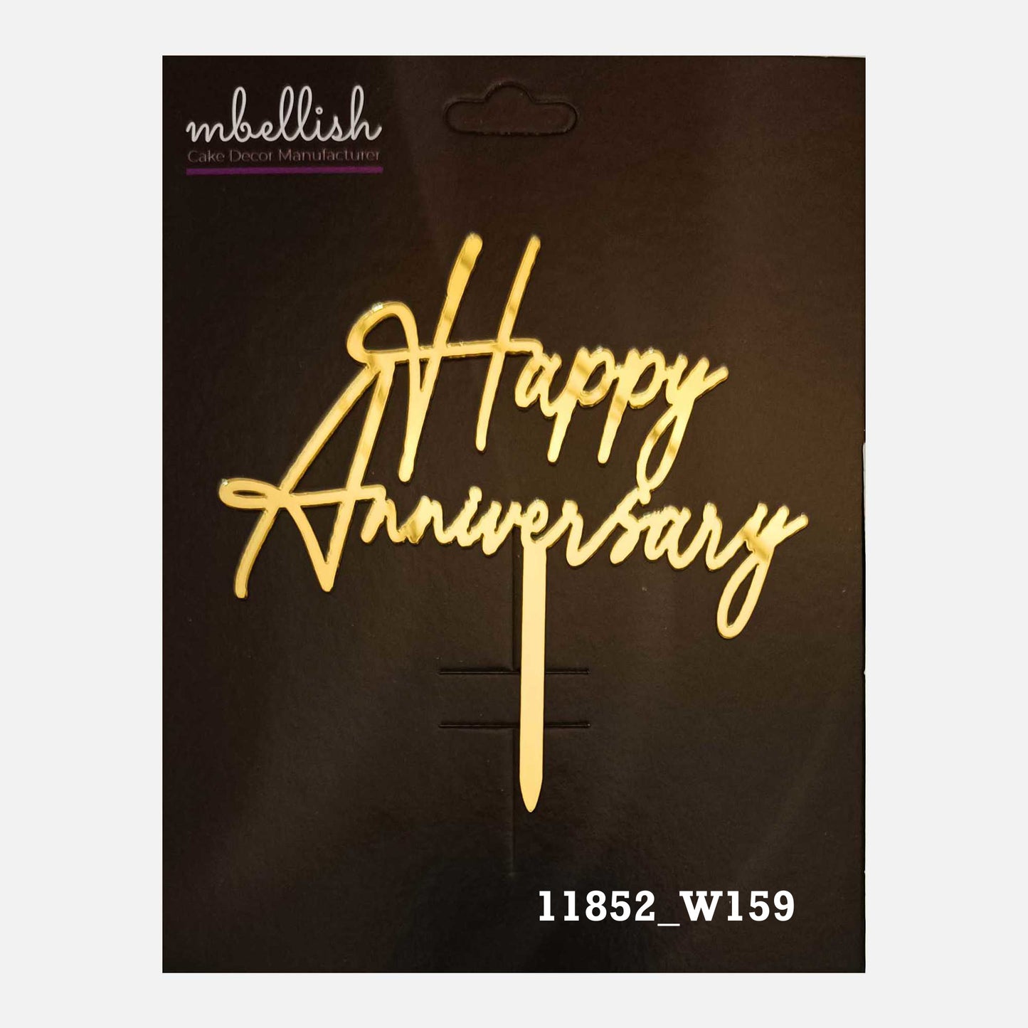 Happy Anniversary Premium Acrylic Cake Topper, Medium Size (4 inches), Pack of 1. SKU-11852
