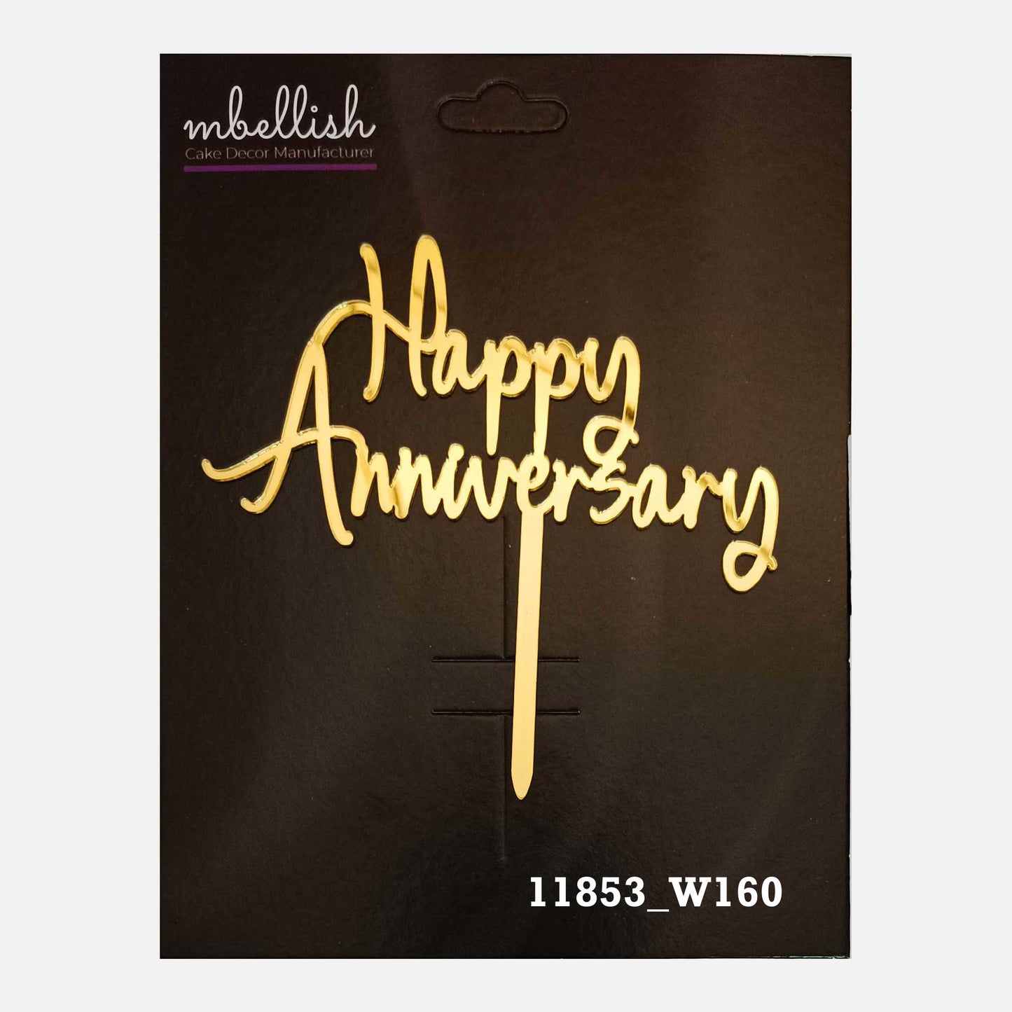 Happy Anniversary Premium Acrylic Cake Topper, Medium Size (4 inches), Pack of 1. SKU-11853