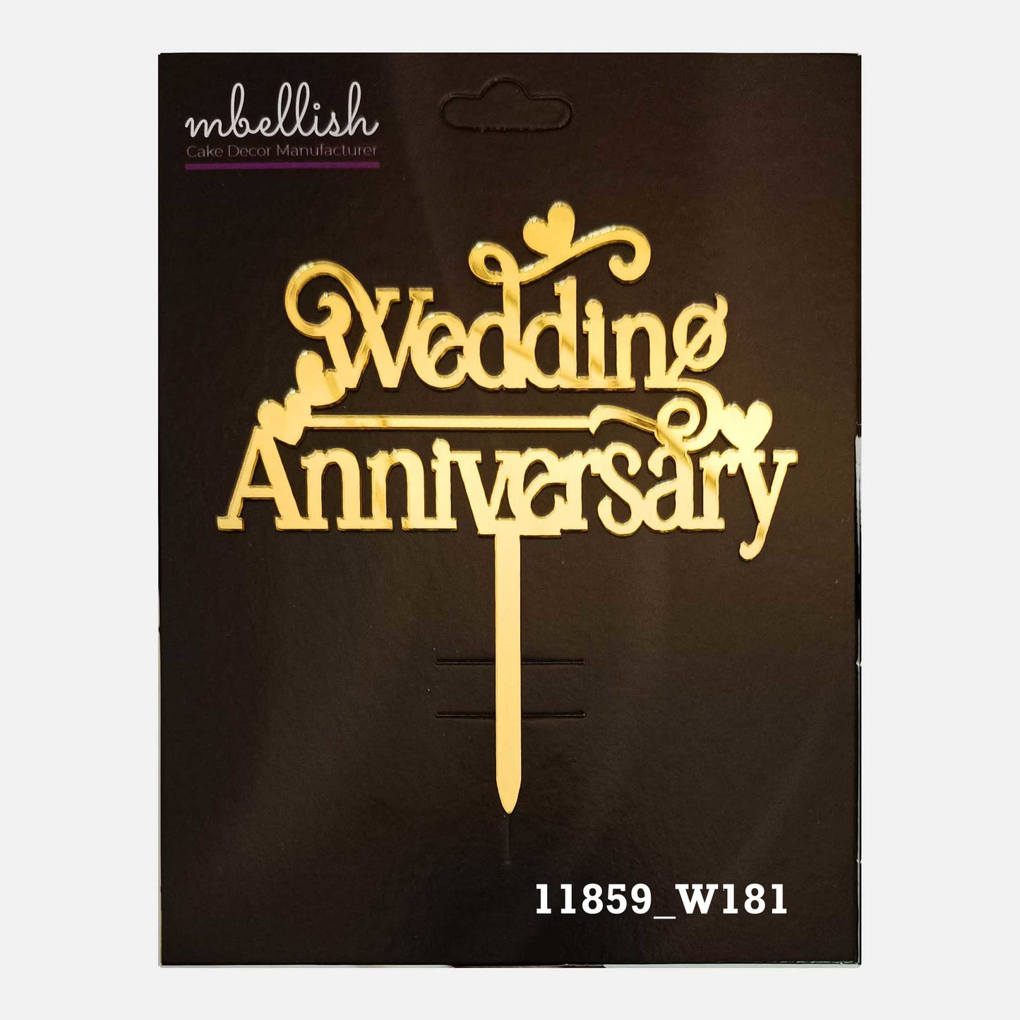 Wedding Anniversary Premium Acrylic Cake Topper, Medium Size (4 inches), Pack of 1. SKU-11859