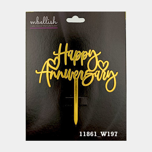 Happy Anniversary Premium Acrylic Cake Topper, Medium Size (4 inches), Pack of 1. SKU-11861