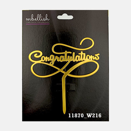 Congratulations Premium Acrylic Cake Topper, Medium Size (4 inches), Pack of 1. SKU-11870