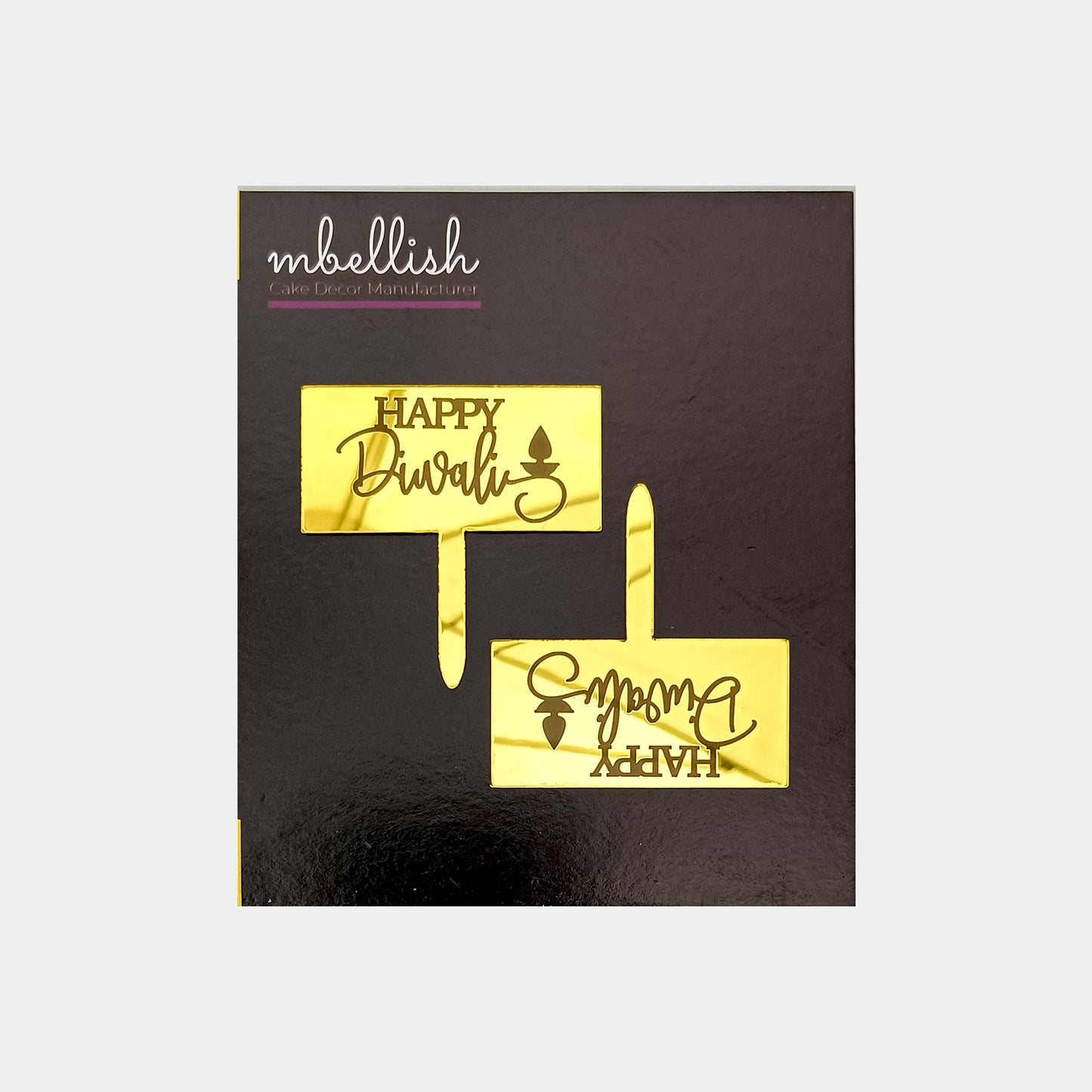 Happy Diwali Acrylic Cake Topper, Size - Small, Pack of 20, SKU-2T1