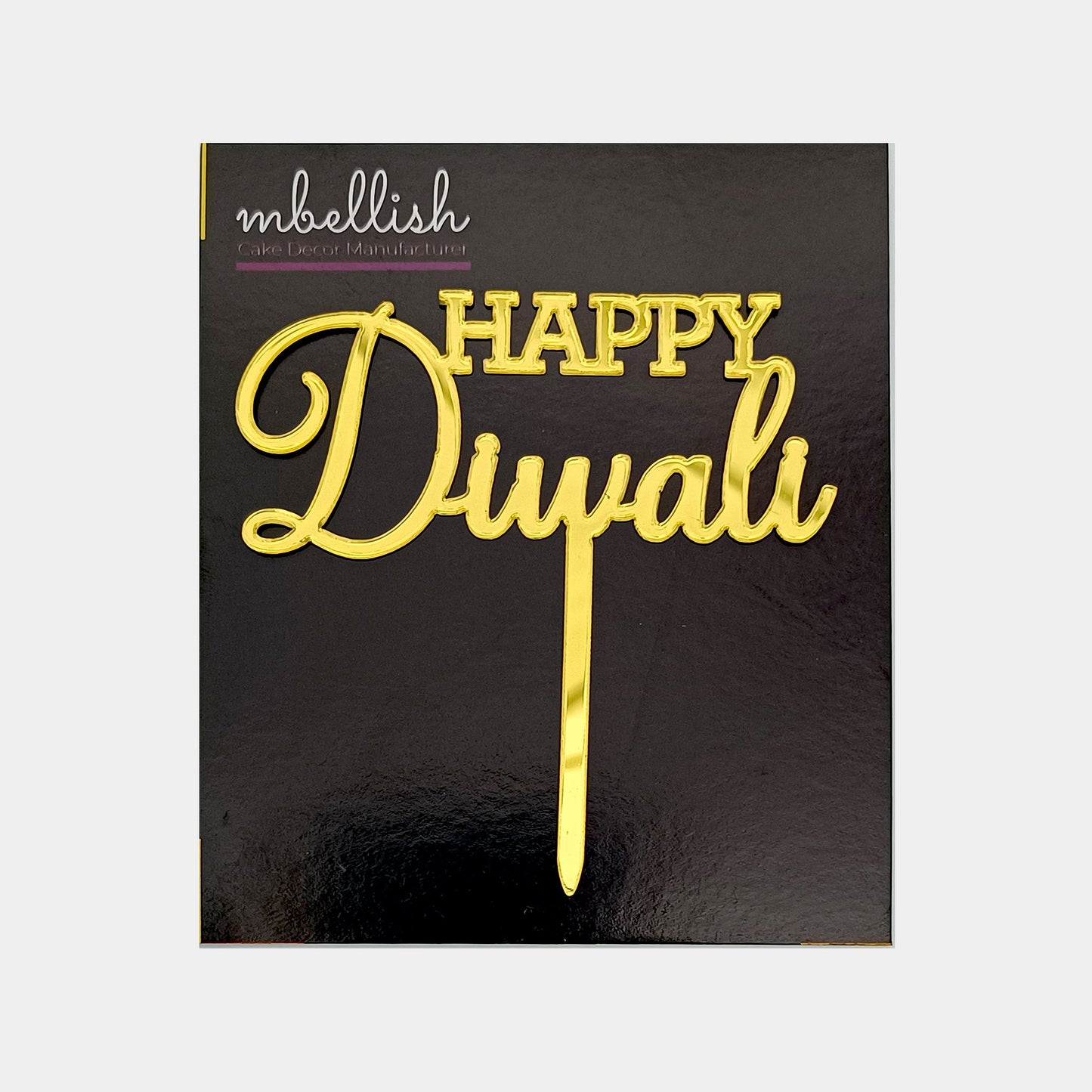 Happy Diwali Acrylic Cake Topper, Size - Small, Pack of 10, SKU-3T5