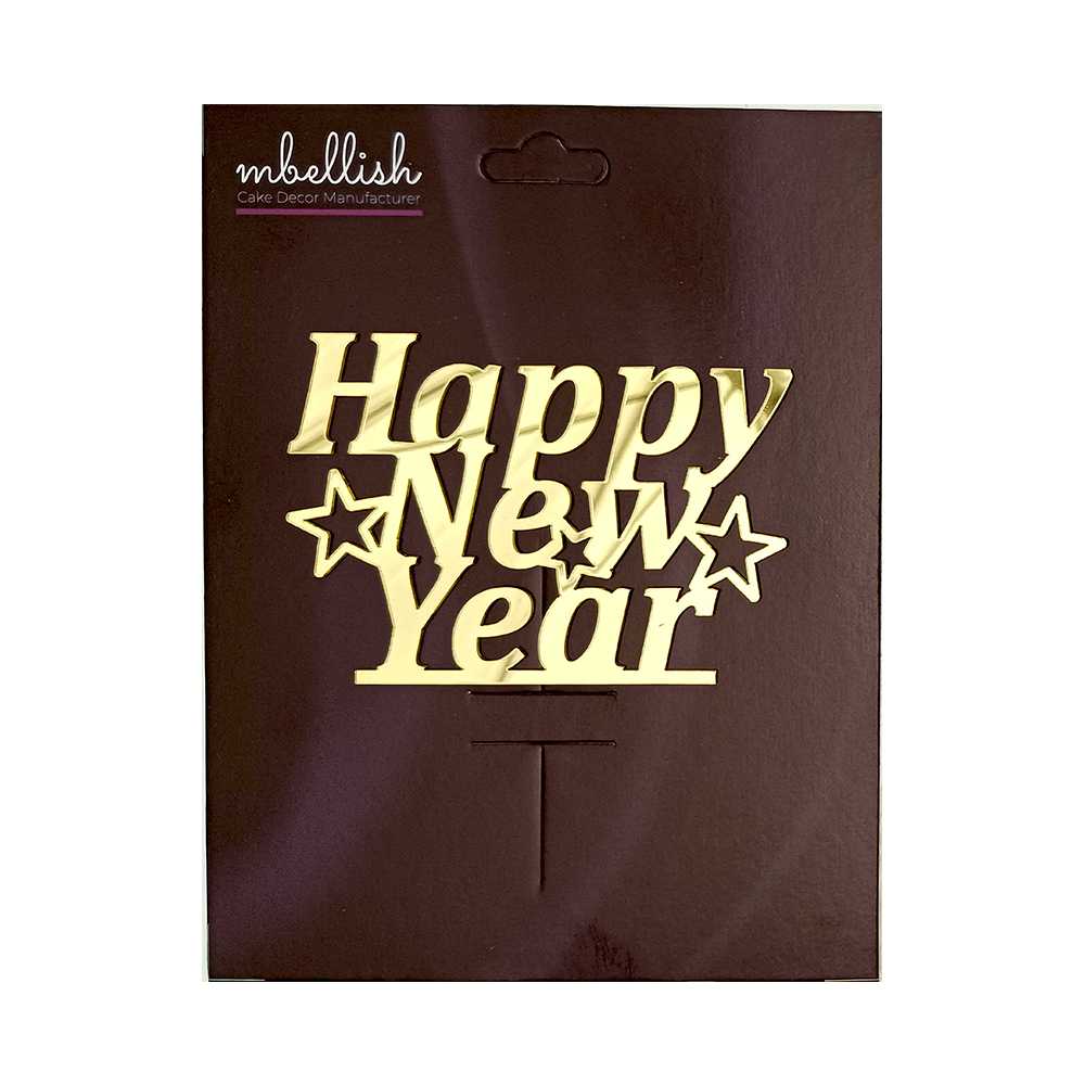 Happy New Year Acrylic Sticker, Size -3.75/4 in ~, Pack of 5, Sku - AS11148