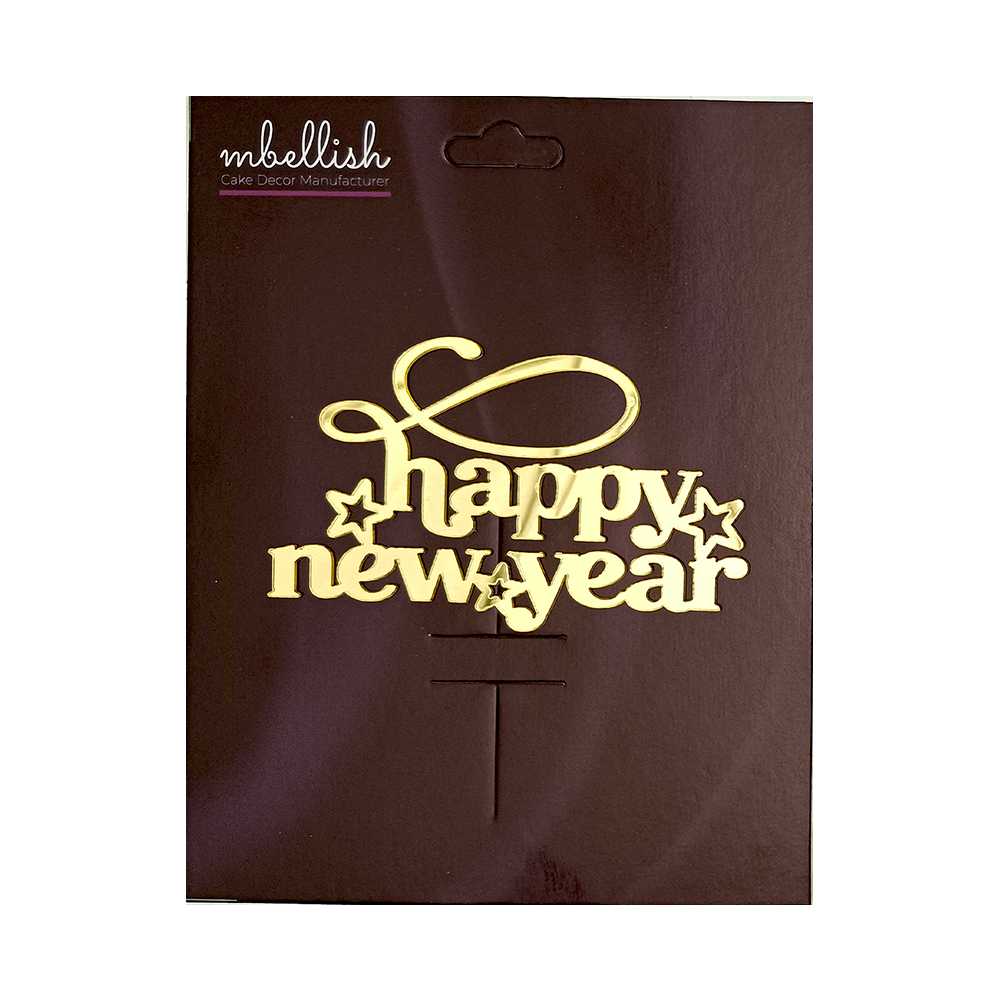 Happy New Year Acrylic Sticker, Size -3.75/4 in ~, Pack of 5, Sku - AS11154