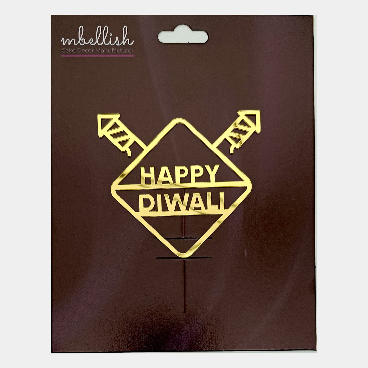 Happy Diwali Acrylic Sticker, Size -3.75/4 in ~, Pack of 5, Sku - ASB11