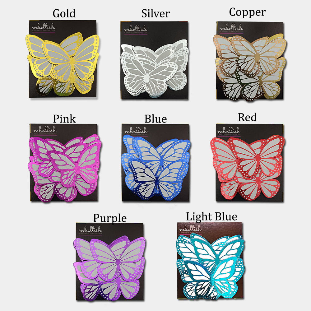 Cardstock Butterfly Cake Decorations – 10 Pcs Pack, 8 Colors, Assorted Designs (2.5 Inch) – Non-Edible Toppers for Cakes & Cupcakes
