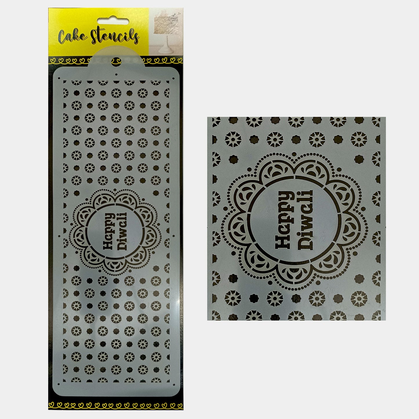 Happy Diwali Stencil Design Size - 4 x 12 inches ~ Pack of 1, Sku - BSL2