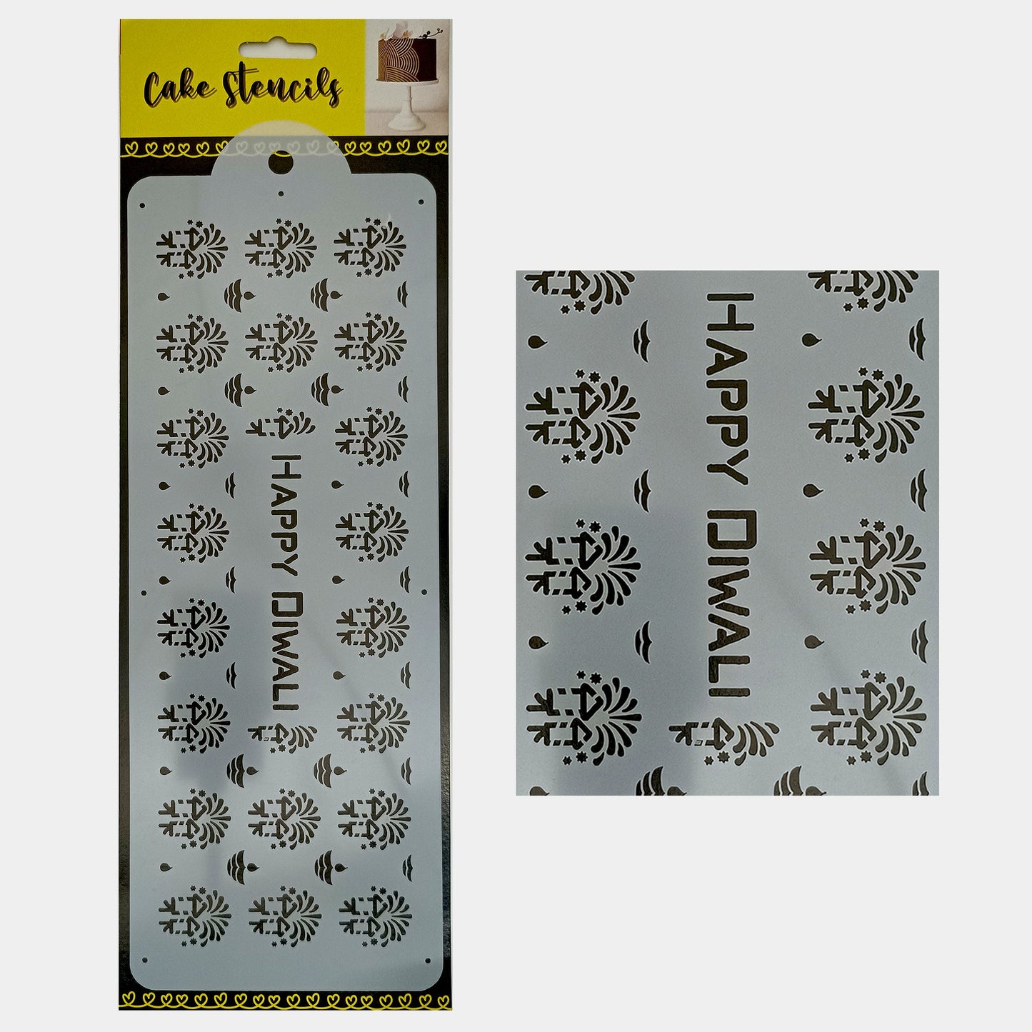 Happy Diwali Stencil Design Size - 4 x 12 inches ~ Pack of 1, Sku - BSL5