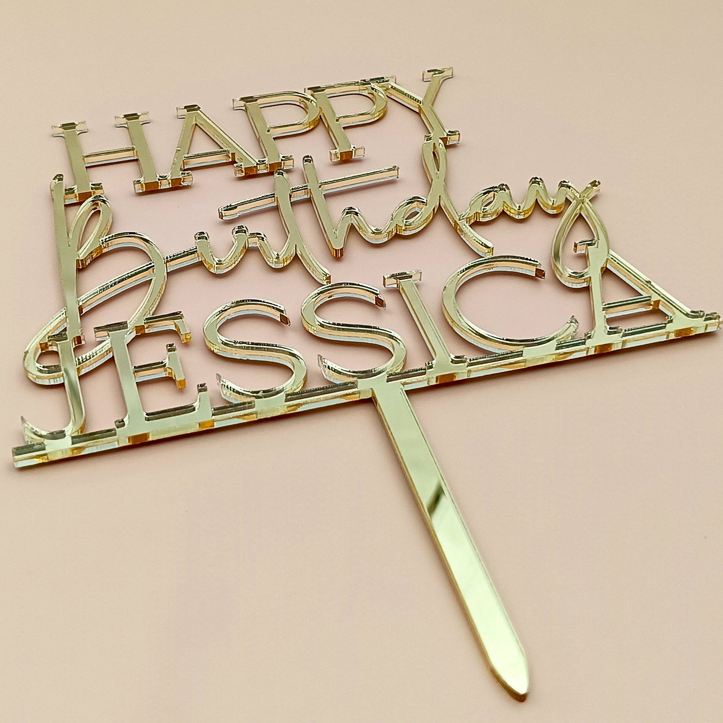 Personalized Happy Birthday Acrylic Cake Topper - CBA04