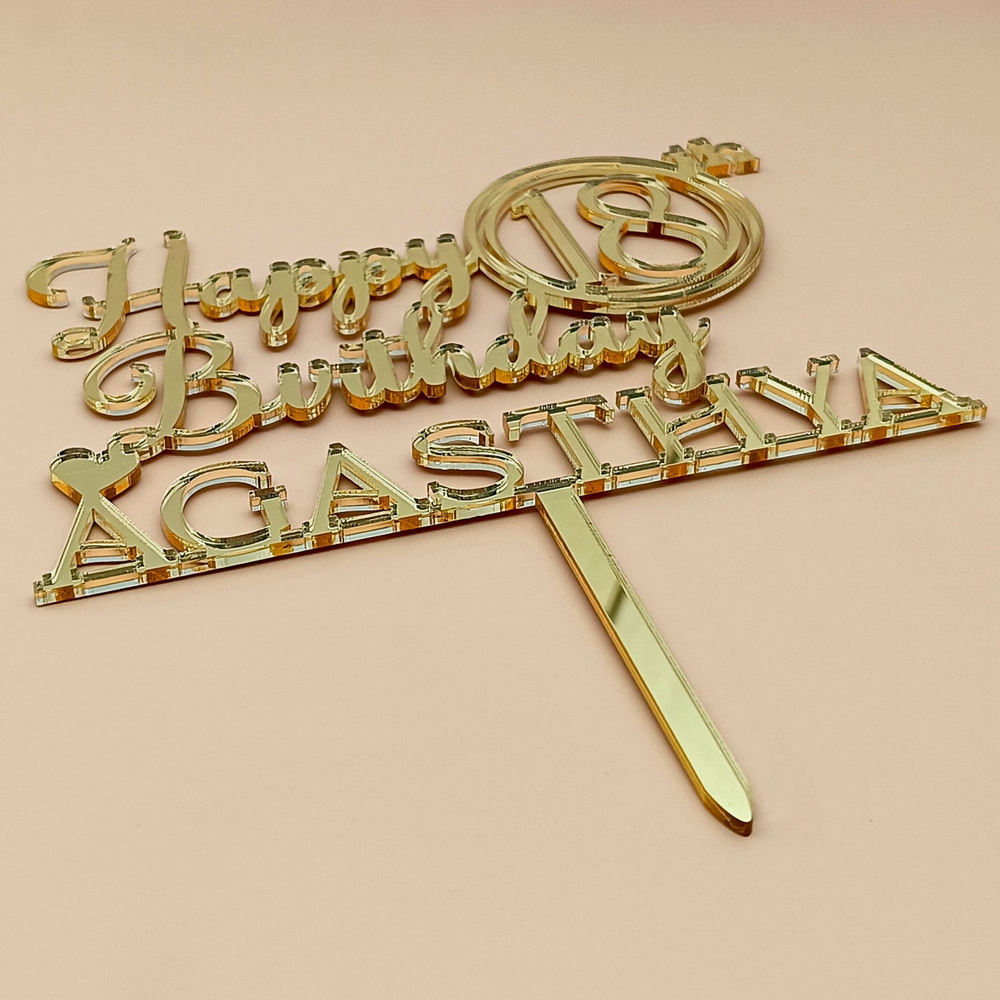 Personalized Happy Birthday Acrylic Cake Topper - CBA09