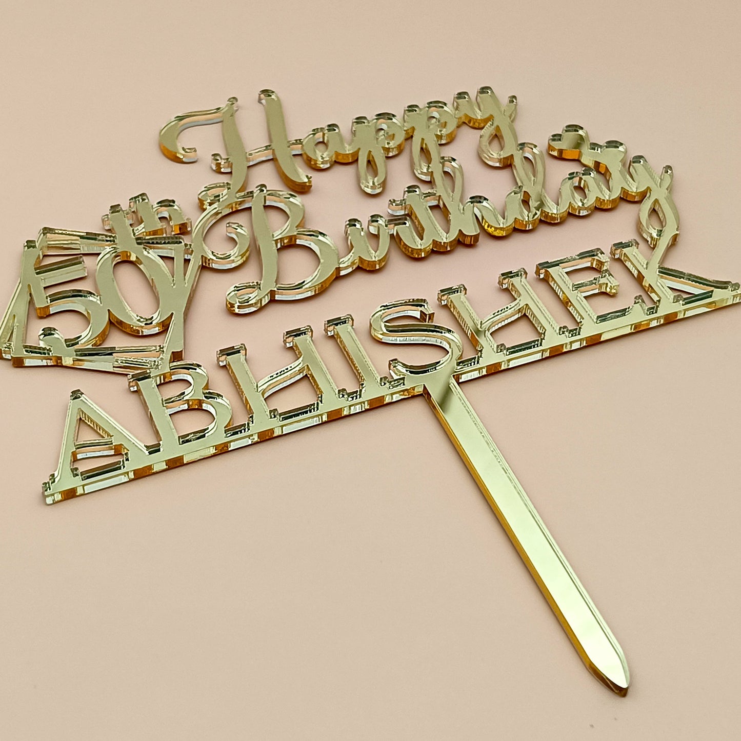 Personalized Happy Birthday Acrylic Cake Topper - CBA12