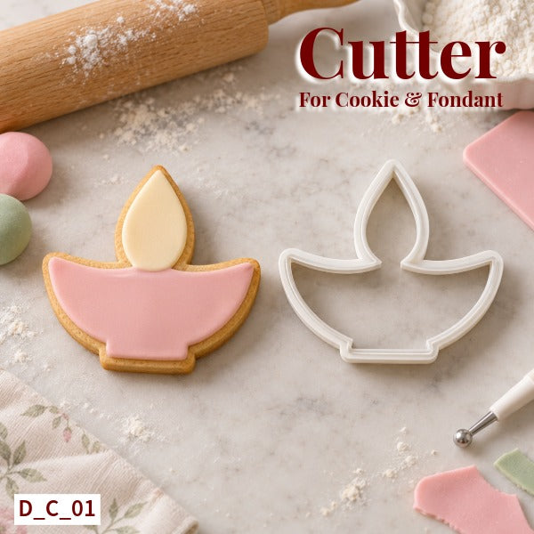 Diya Cutter Size - 3 Inch | Diwali Cookie & Fondant Cutter for Cake Decoration. SKU - D_C_01