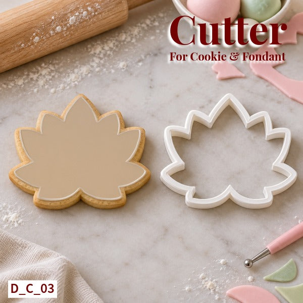 Lotus Cutter Size- 3 Inch | Diwali Cookie & Fondant Cutter for Cake Decoration. SKU - D_C_03