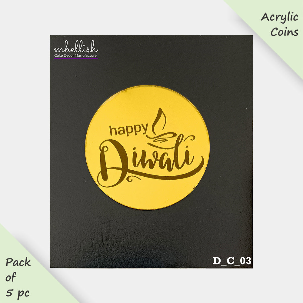 Diwali Acrylic Coins & Charms, Size - 2 inches, Pack of 5, SKU - D_C_03