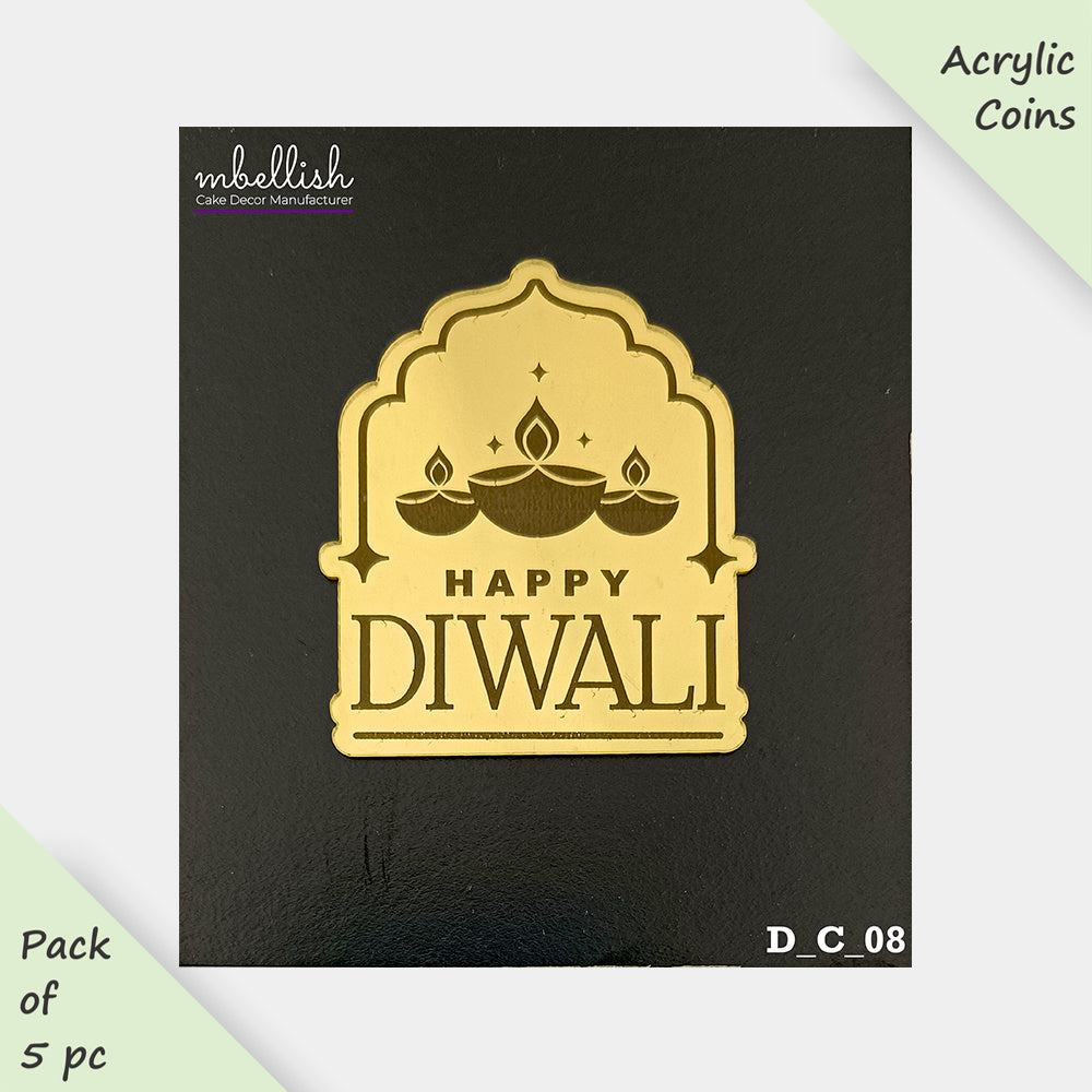 Diwali Acrylic Coins & Charms, Size - 2 inches, Pack of 5, SKU - D_C_08