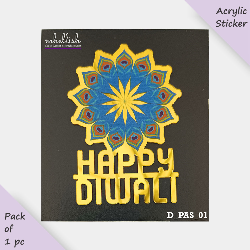Printed Acrylic Diwali Stickers, Small Size (3 inches ~), Pack of 1. SKU - D_PAS_01