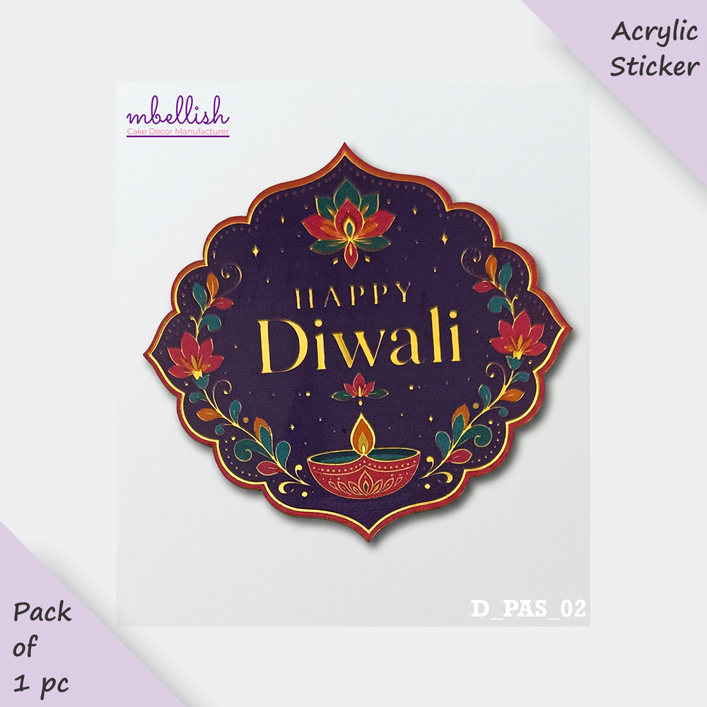 Printed Acrylic Diwali Stickers, Small Size (3 inches ~), Pack of 1. SKU - D_PAS_02