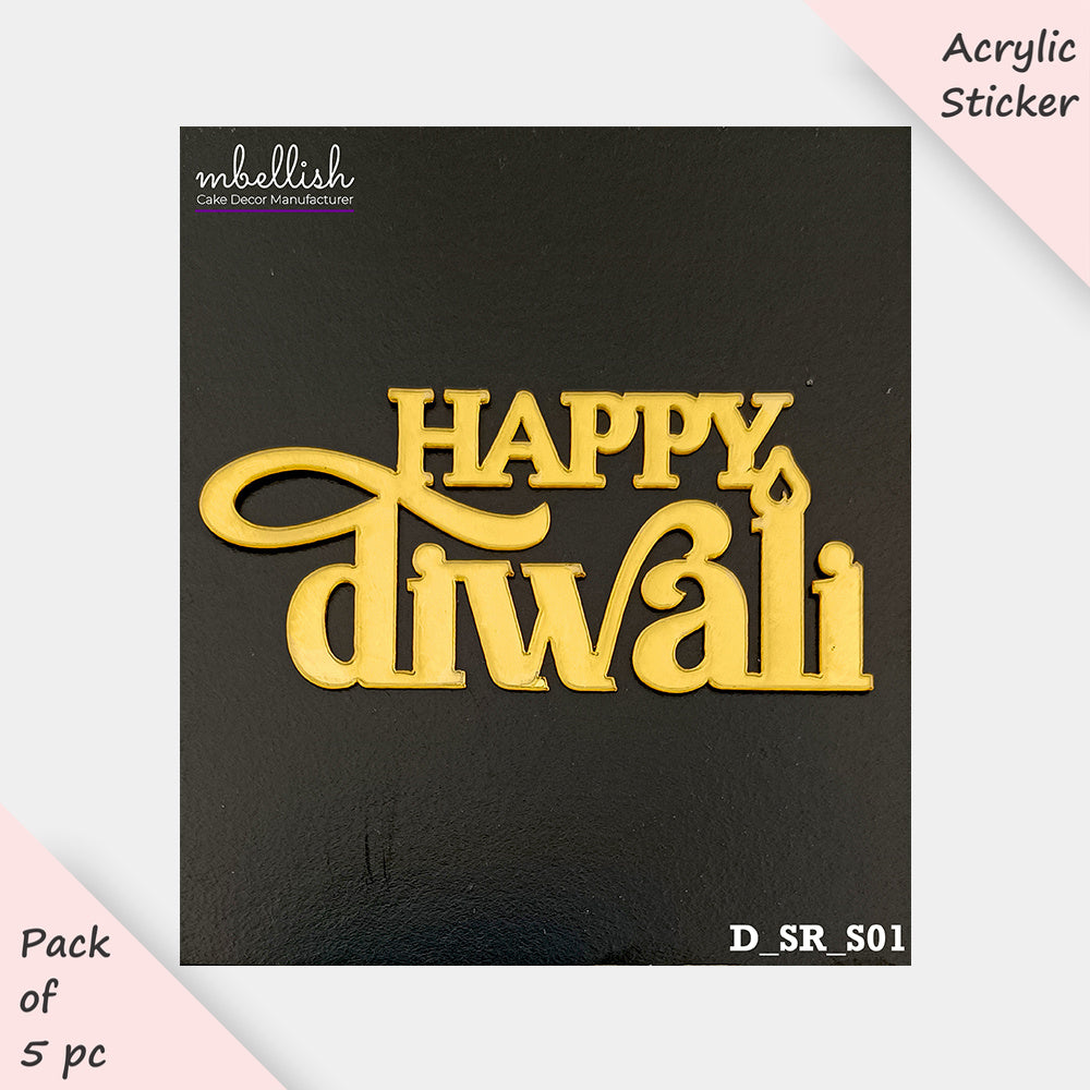Diwali Acrylic Stickers, Small Size (3 inches ~), Pack of 5. SKU- D_SR_S01
