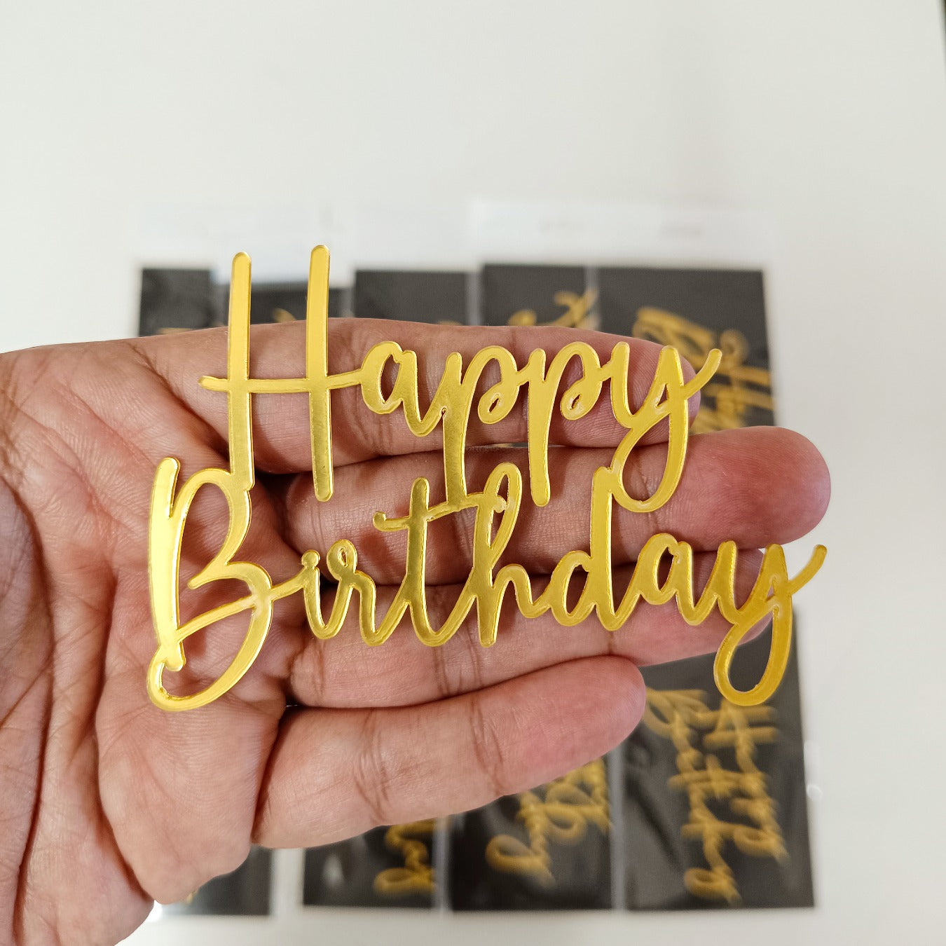 Assorted Happy Birthday Acrylic Cake Charm | Stickless Cake Topper - Pack of 10 pcs