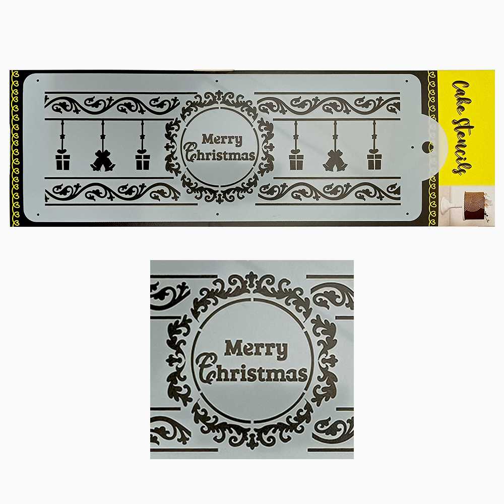 Merry Christmas Stencil Design Size – 4 x 12 inches ~ Pack of 1, Sku - SL11172