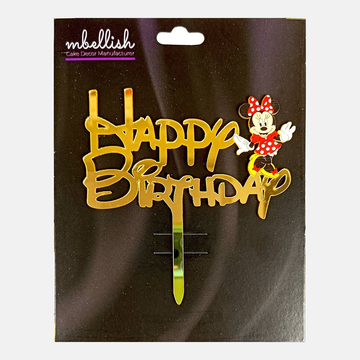 Happy Birthday Acrylic Cake Topper Minnie, Size - Medium, SKU-TR10463