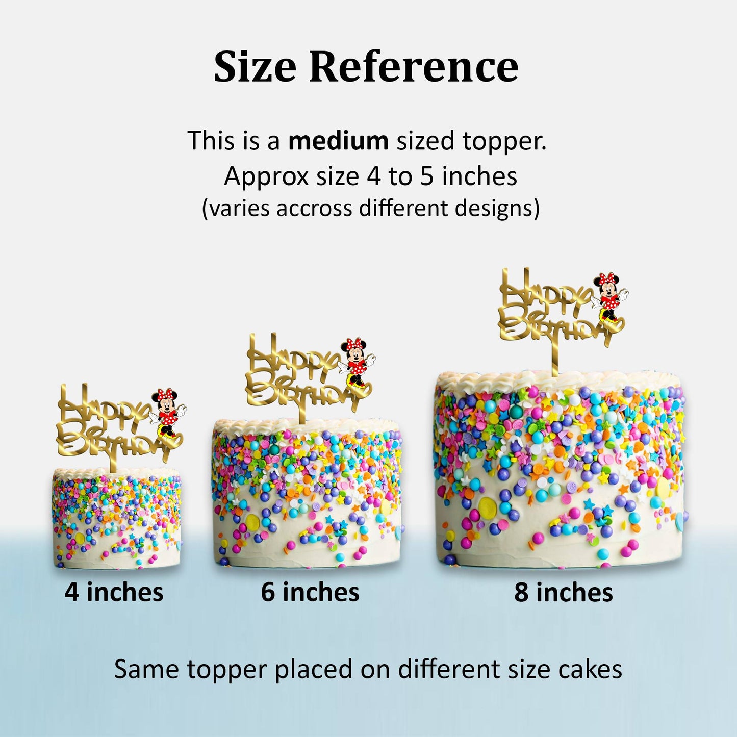 Happy Birthday Acrylic Cake Topper Minnie, Size - Medium, SKU-TR10463