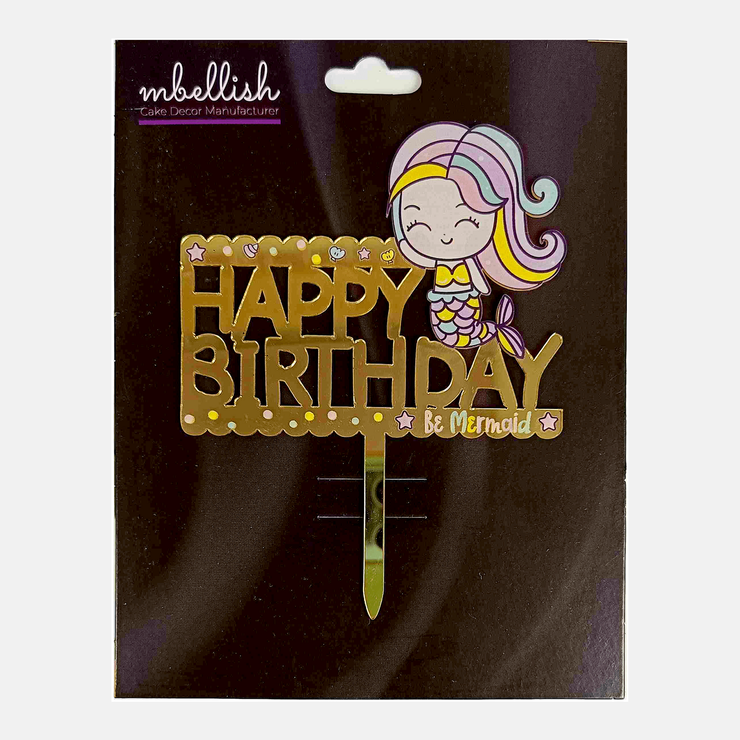 Happy Birthday Acrylic Cake Topper Mermaid Under the sea, Size - Medium, SKU-TR10466