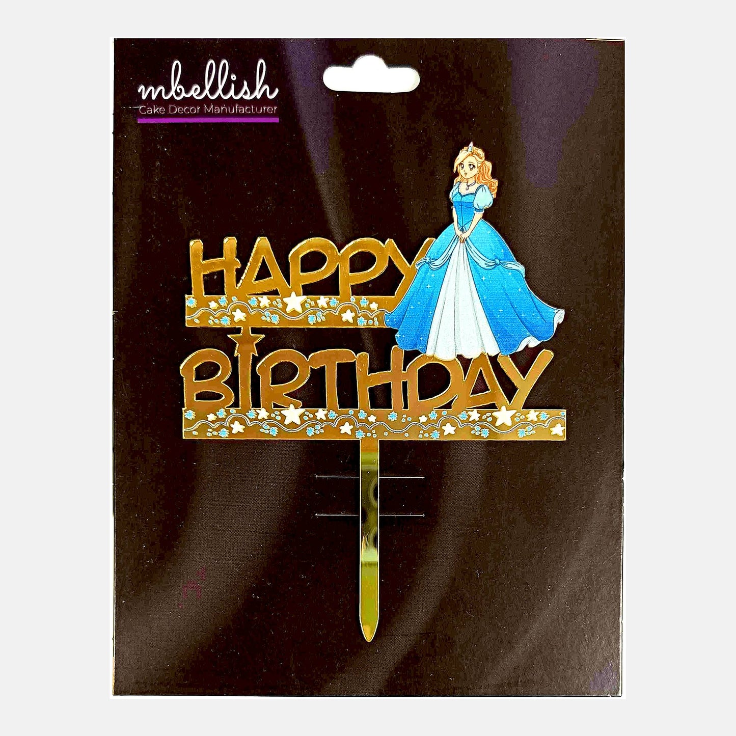 Happy Birthday Acrylic Cake Topper Princess Cinderella, Size - Medium SKU-TR10467