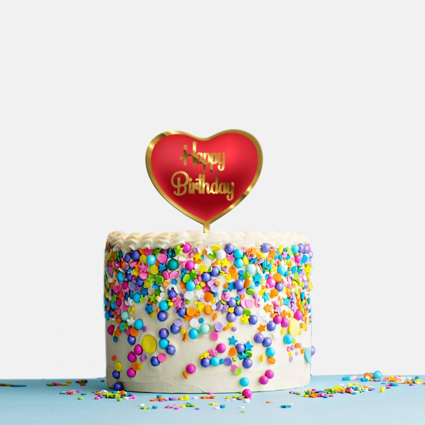 Happy Birthday Acrylic Cake Topper Heart, Size - Medium SKU-TR10471