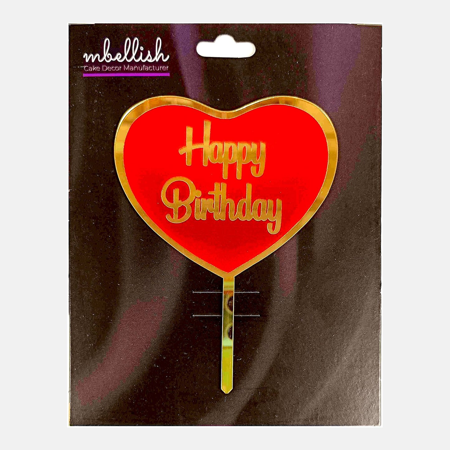 Happy Birthday Acrylic Cake Topper Heart, Size - Medium SKU-TR10471