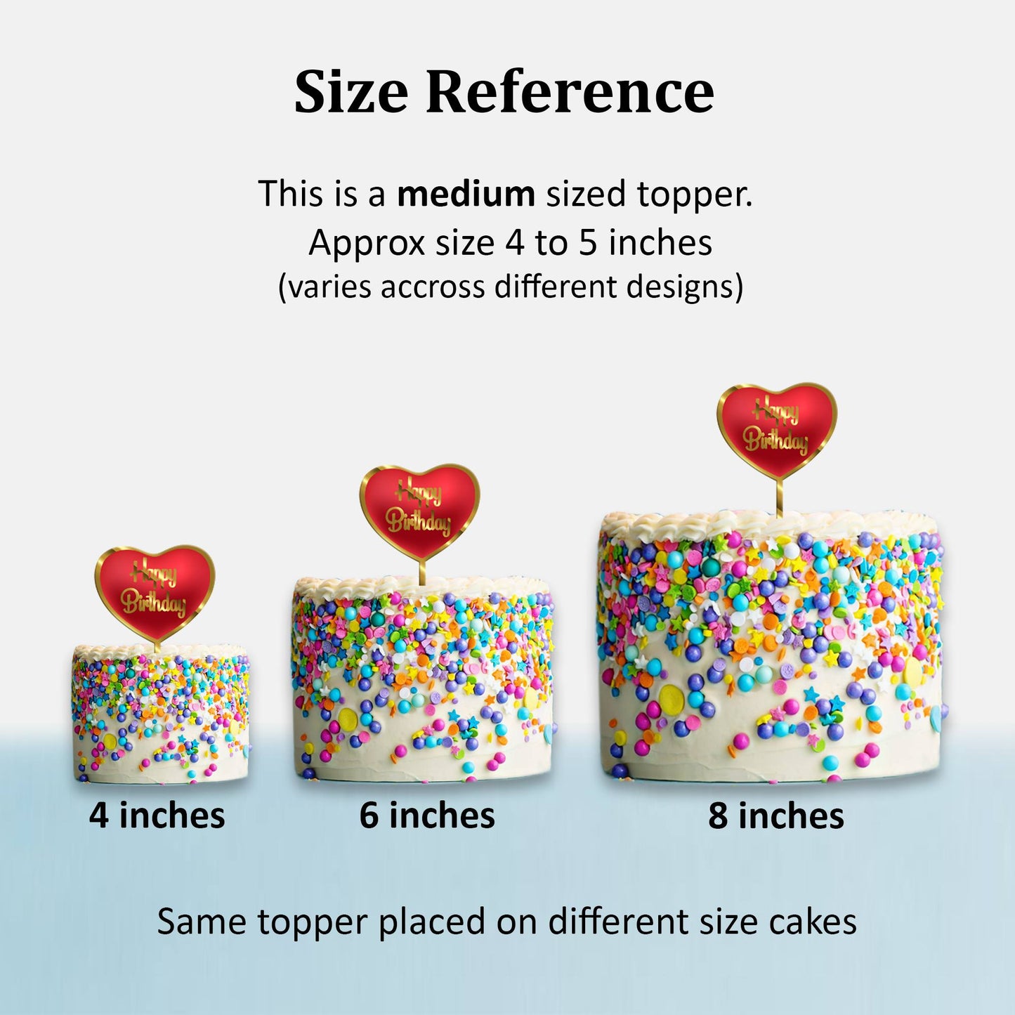 Happy Birthday Acrylic Cake Topper Heart, Size - Medium SKU-TR10471