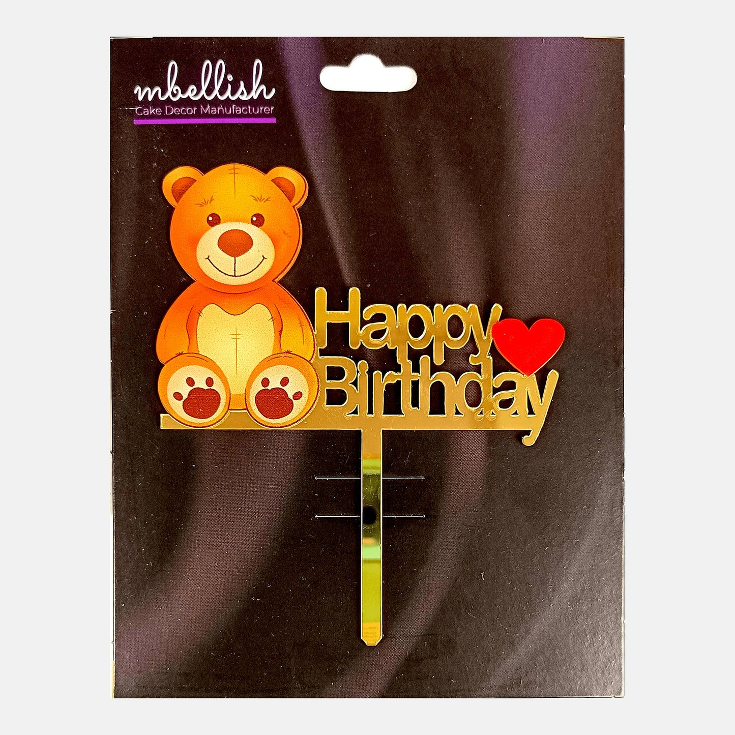 Happy Birthday Acrylic Cake Topper Teddy Bear, Size - Medium SKU-TR10472