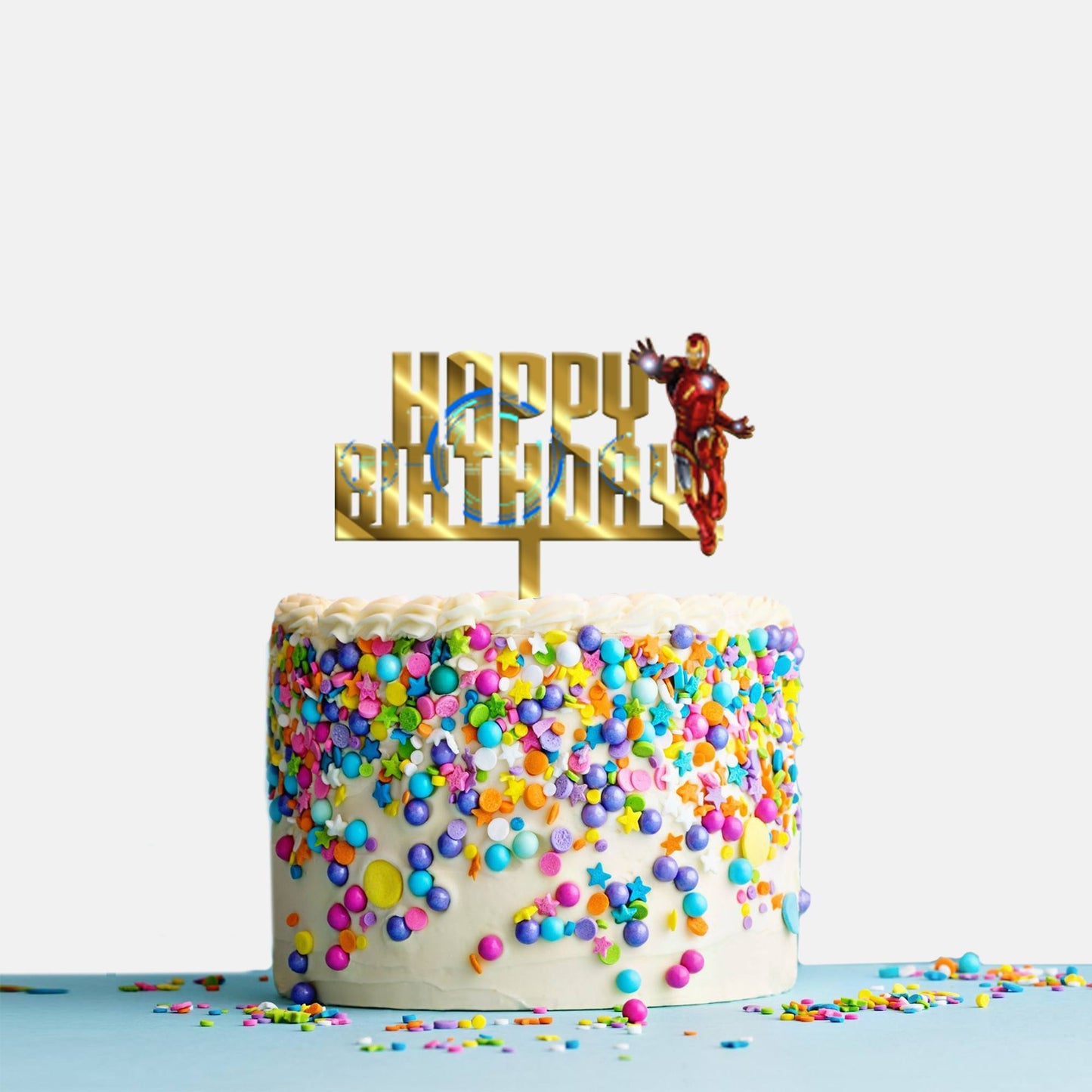 Happy Birthday Acrylic Cake Topper Iron Man, Size - Medium SKU-TR10473