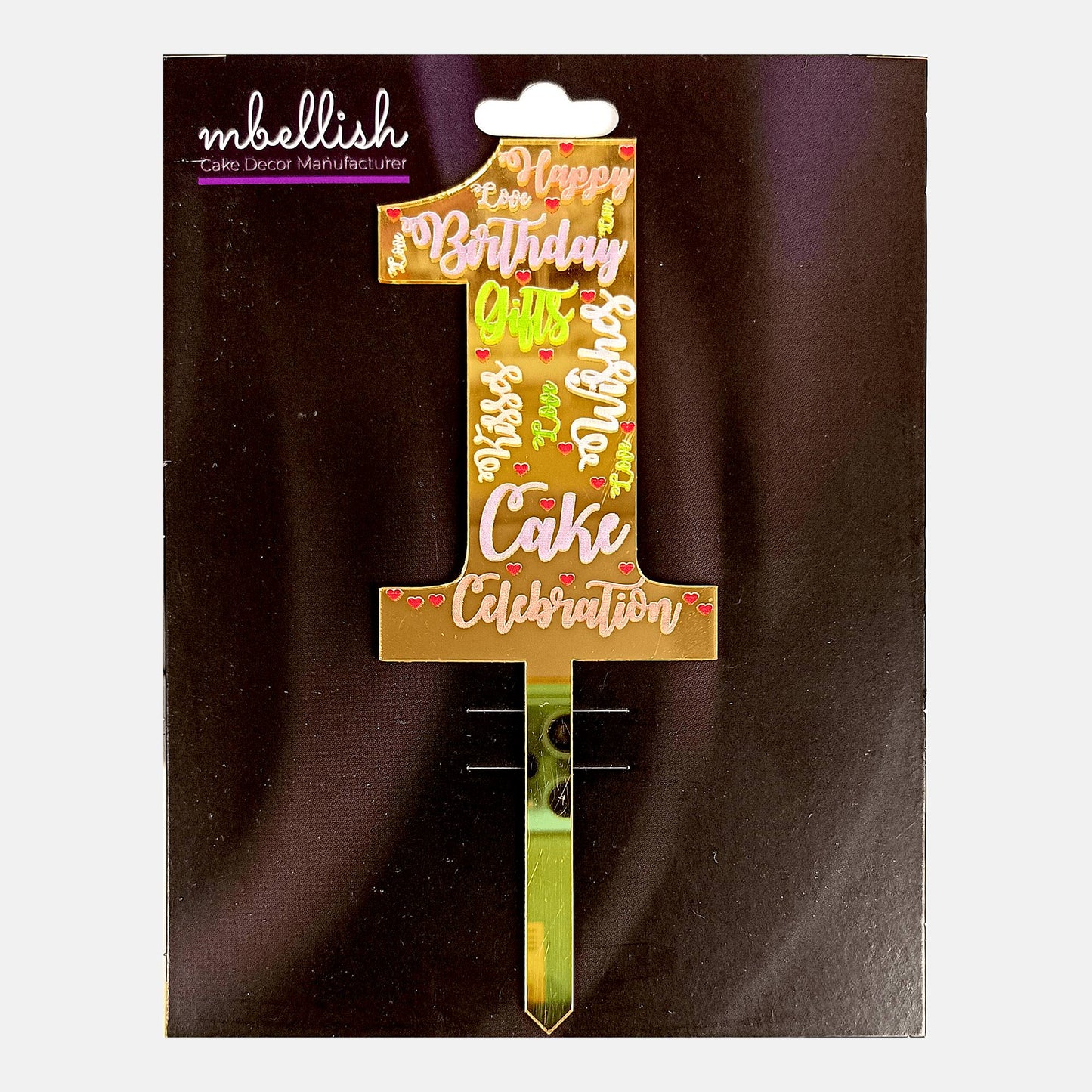 Happy Birthday Acrylic Cake Topper Rainbow 1st Birthday, Size - Medium SKU-TR10474