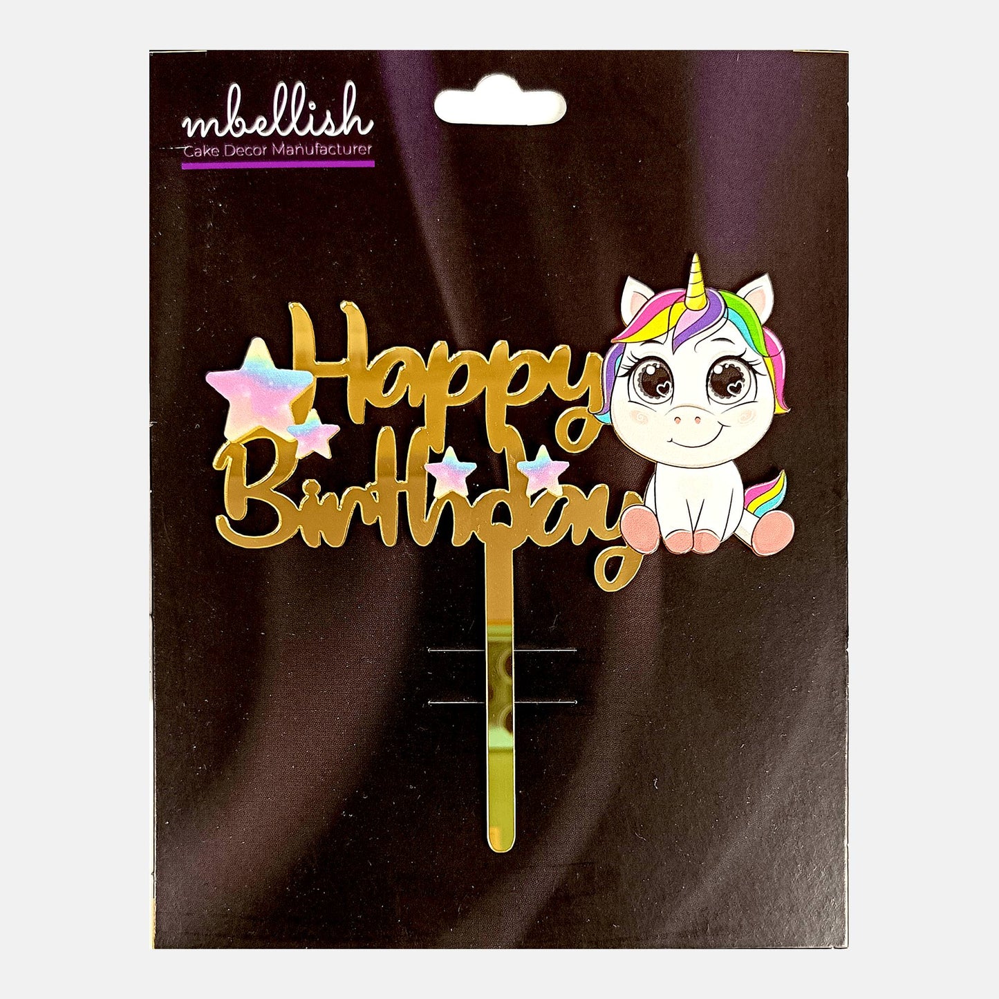 Happy Birthday Acrylic Cake Topper Rainbow Baby Unicorn, Size - Medium SKU-TR10476