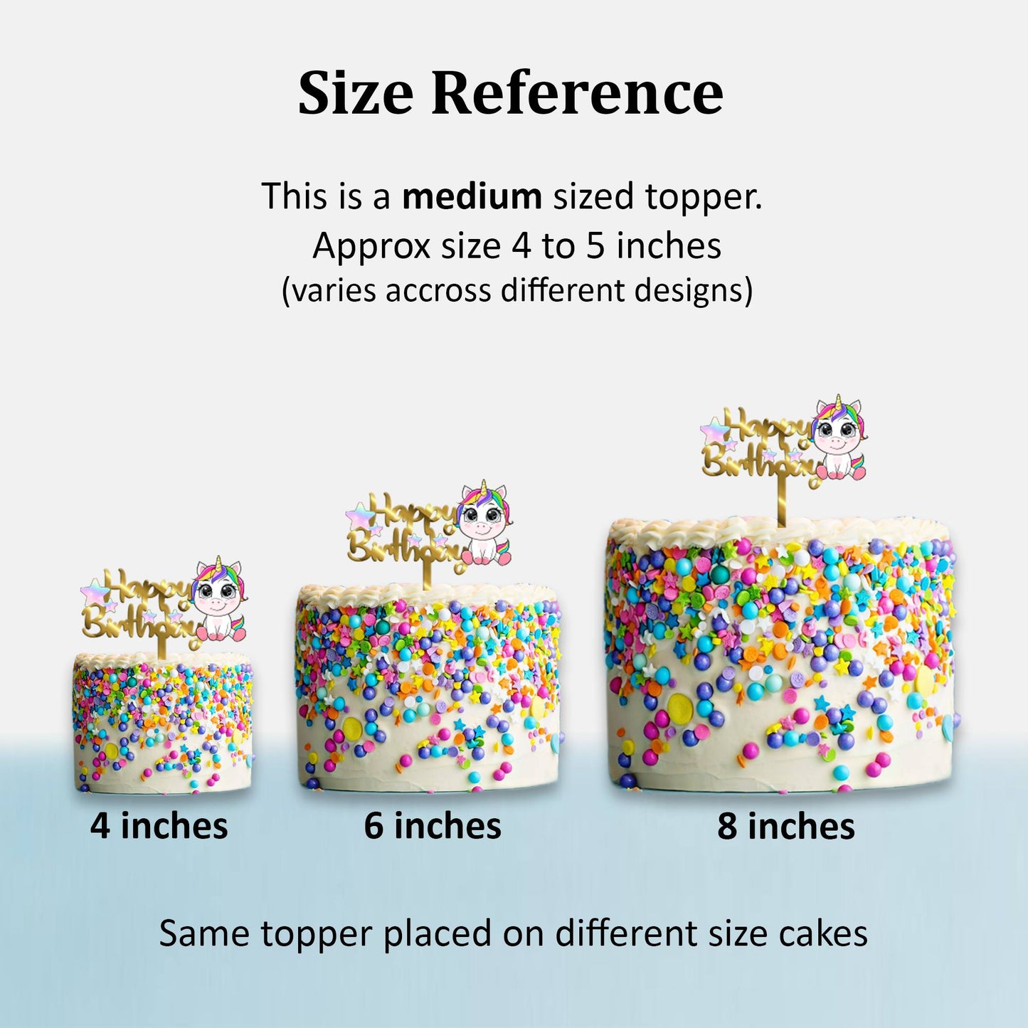 Happy Birthday Acrylic Cake Topper Rainbow Baby Unicorn, Size - Medium SKU-TR10476