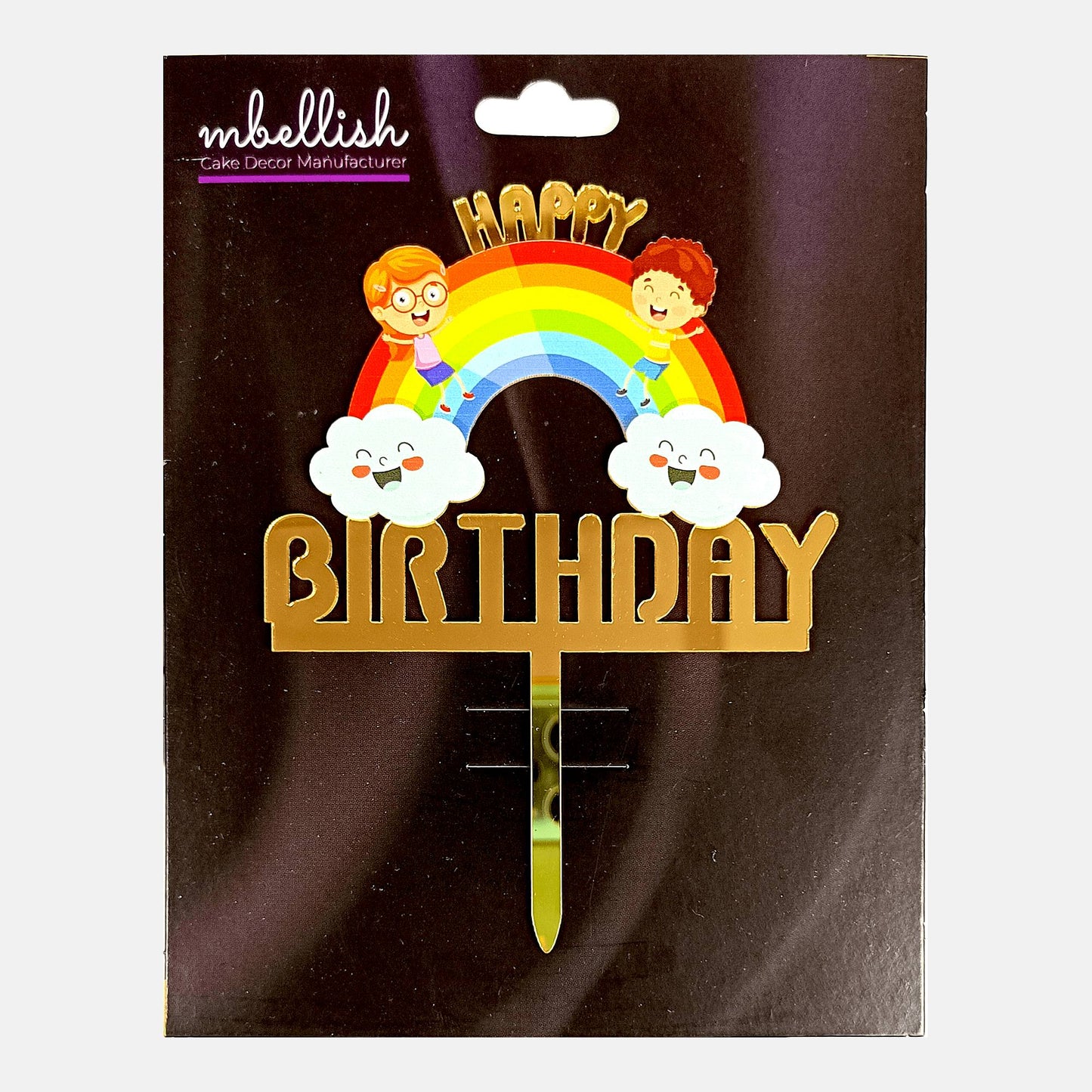 Happy Birthday Acrylic Cake Topper Rainbow Cloud, Size - Medium, SKU-TR10477