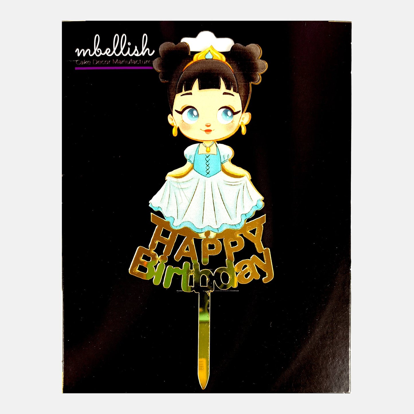 Happy Birthday Acrylic Cake Topper Princess, Size - Medium, SKU-TR10478