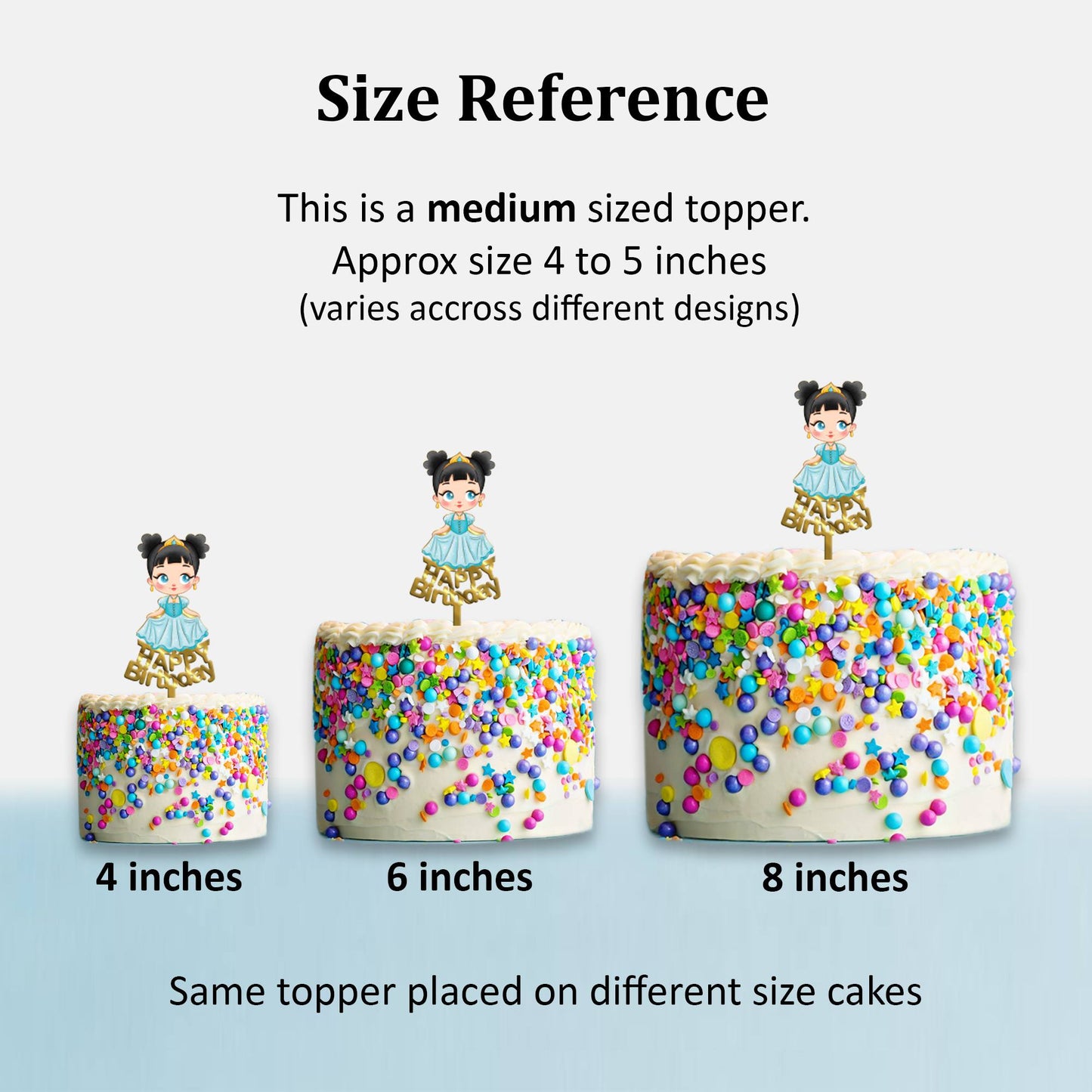 Happy Birthday Acrylic Cake Topper Princess, Size - Medium, SKU-TR10478