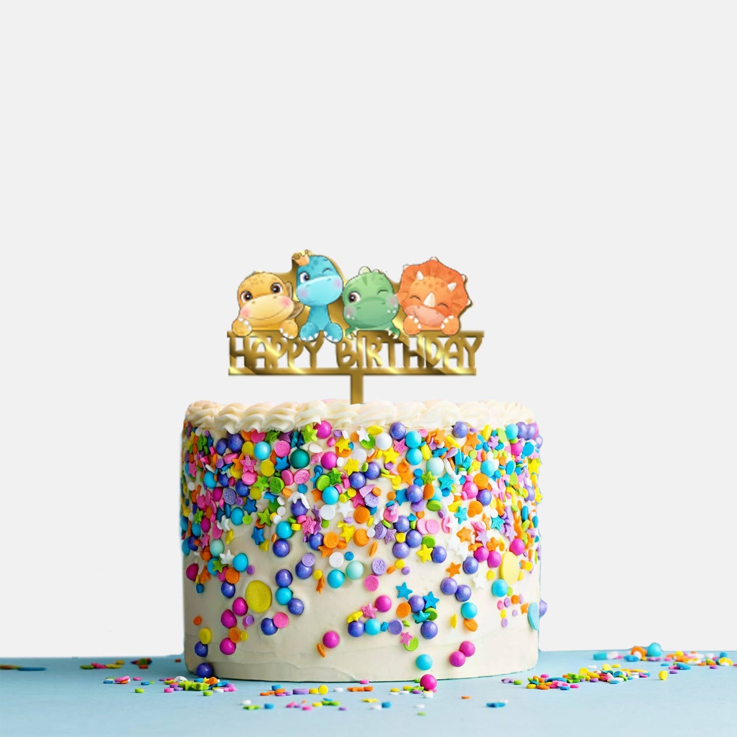 Happy Birthday Acrylic Cake Topper Cute Dinosaur, Size - Medium, SKU-TR10479