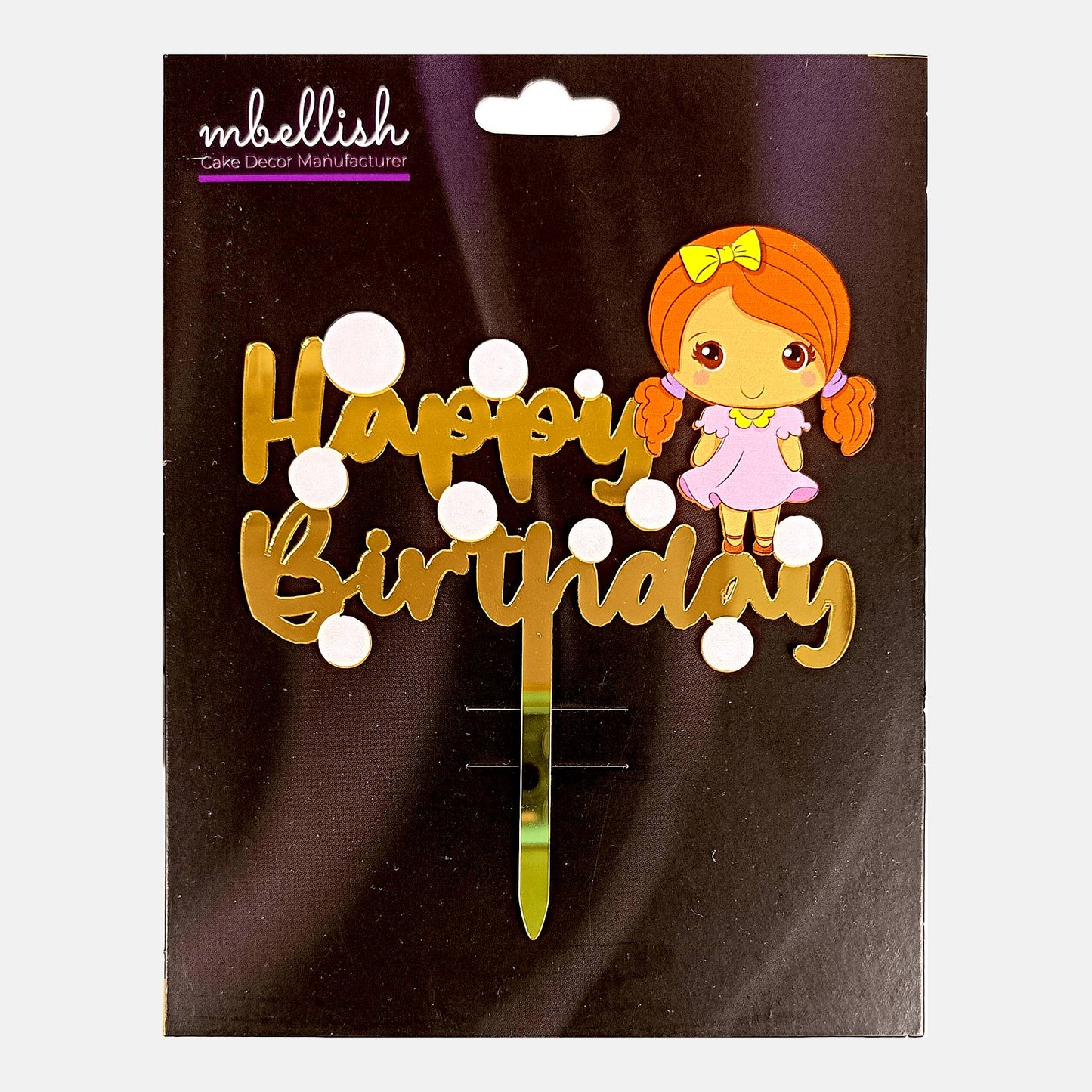 Happy Birthday Acrylic Cake Topper Doll, Size - Medium, SKU-TR10481