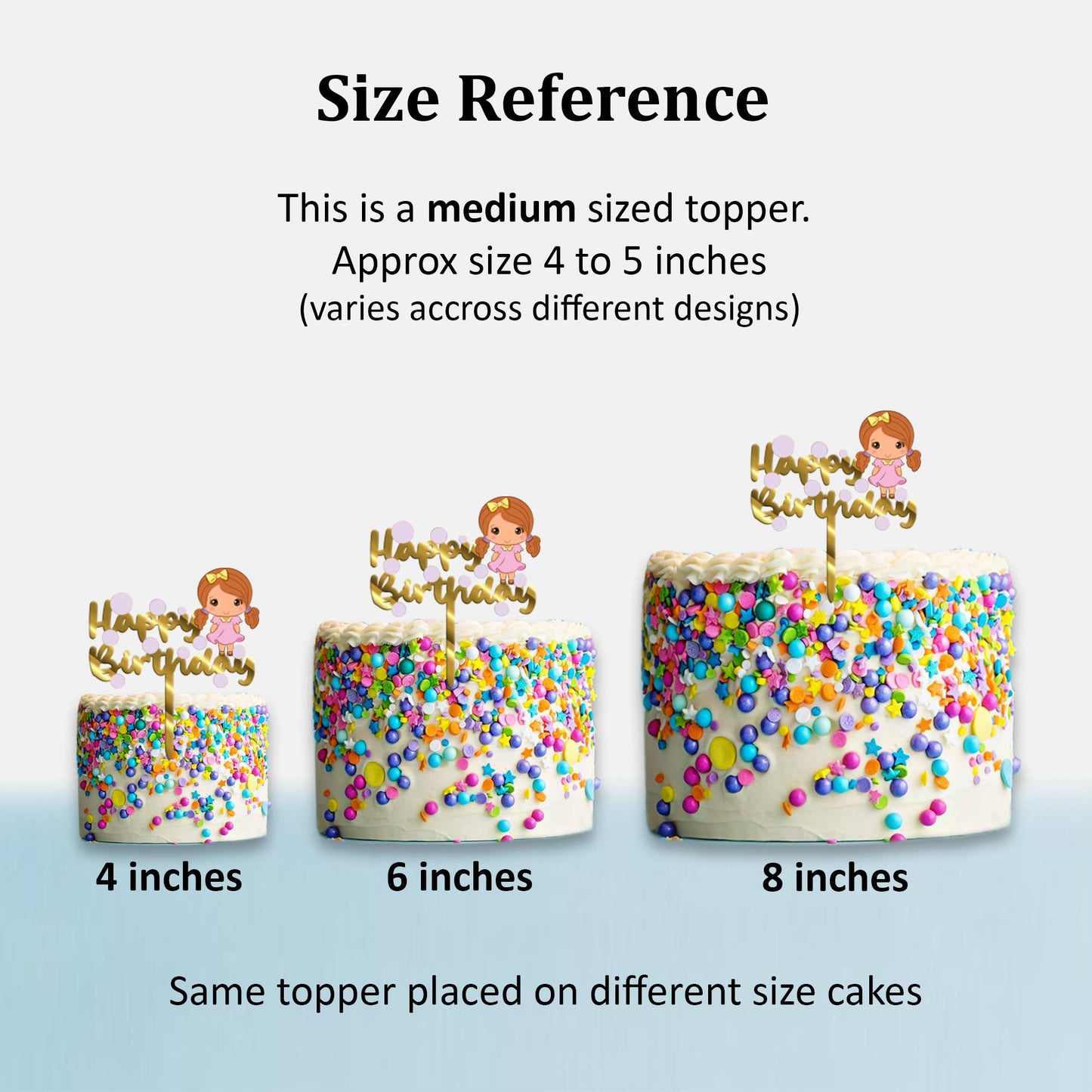 Happy Birthday Acrylic Cake Topper Doll, Size - Medium, SKU-TR10481