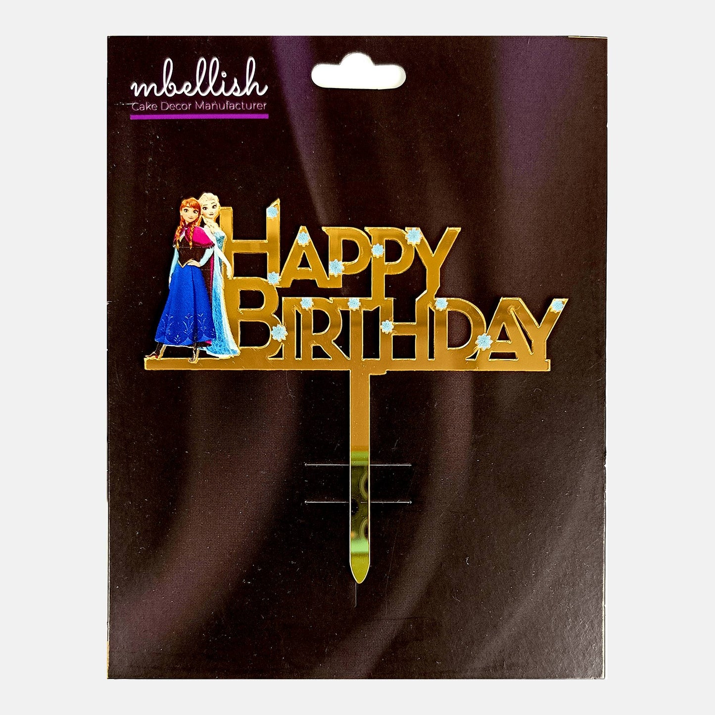 Happy Birthday Acrylic Cake Topper Frozen Princess, Size - Medium, SKU-TR10482