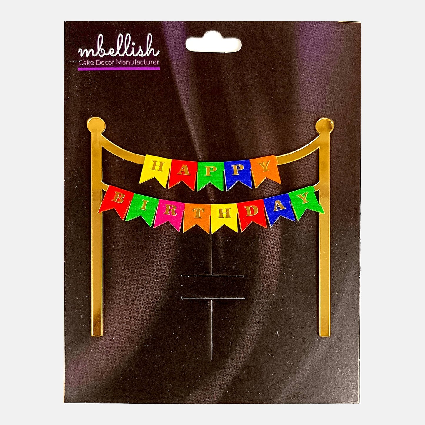 Happy Birthday Acrylic Cake Topper Bunting Banner, Size - Medium, SKU-TR10484