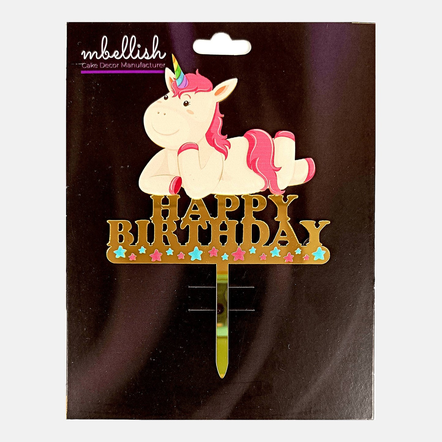 Happy Birthday Acrylic Cake Topper Unicorn, Size - Medium, SKU-TR10485