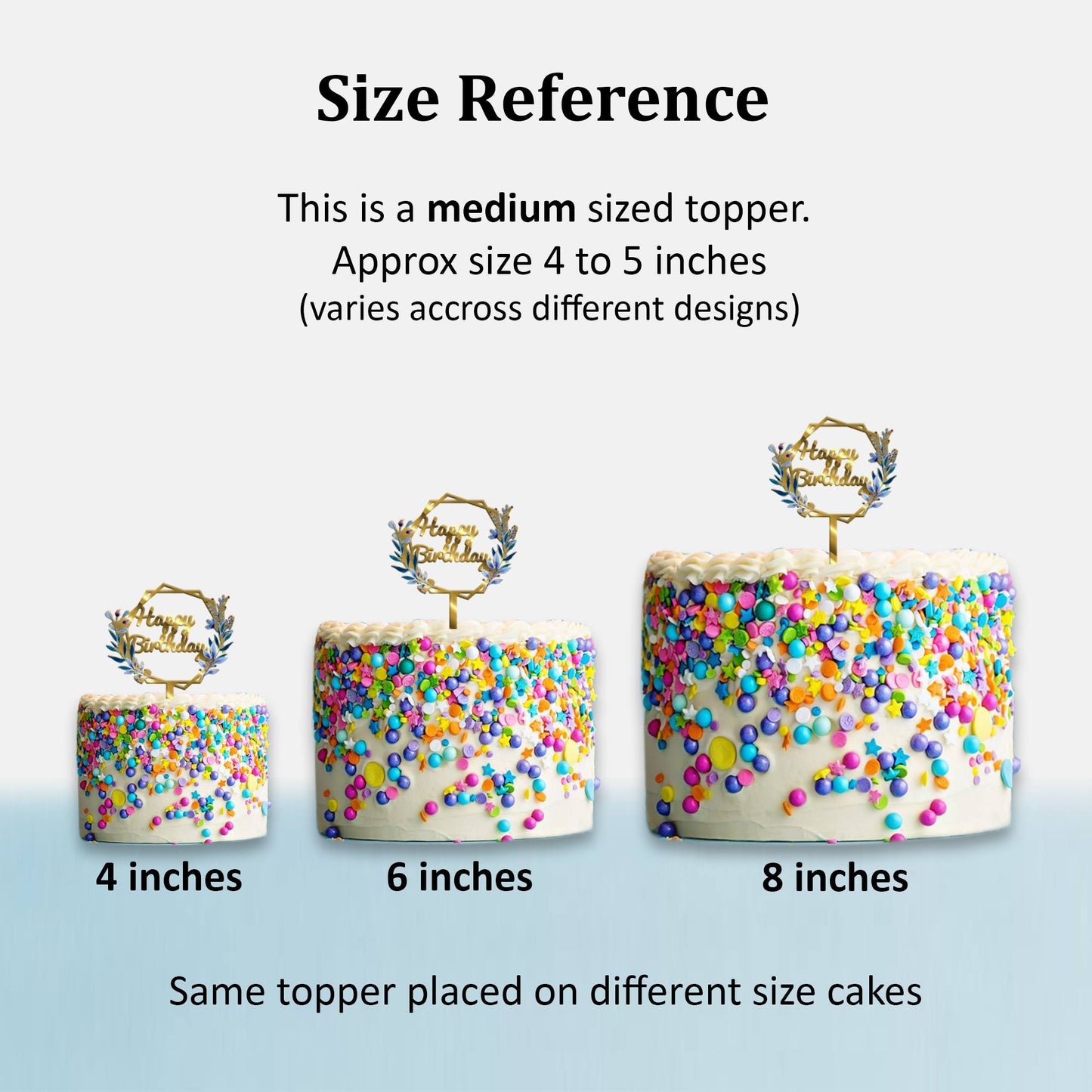 Happy Birthday Acrylic Cake Topper Frame Floral, Size - Medium, SKU-TR10487