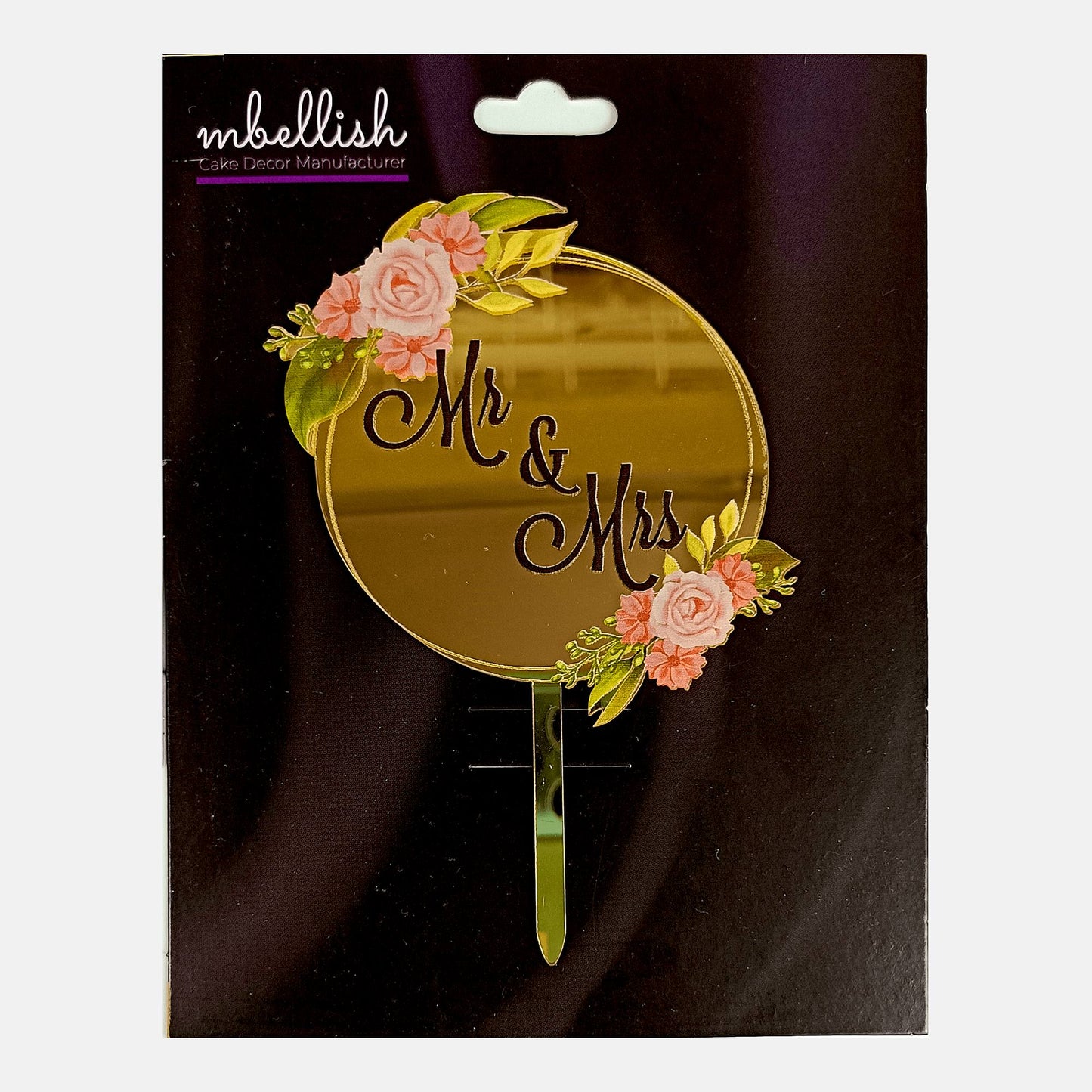 Happy Birthday Acrylic Cake Topper Frame Floral, Size - Medium, SKU-TR10489